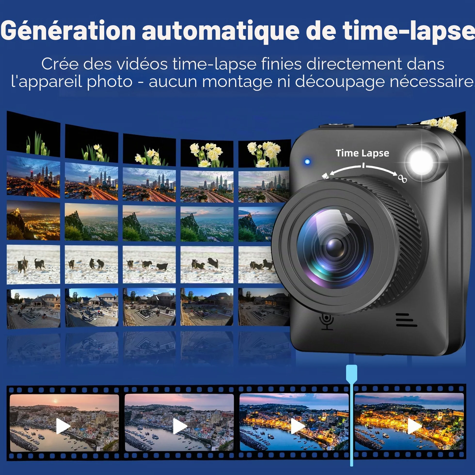 Dsoon Caméra Timelapse FHD pour la Construction, Les Plantes, la météo et la Vie, avec résolution 4K, écran LCD TFT HD 2,4", 180 Jours de Veille étanche IP66, Carte TF 64 Go Incluse