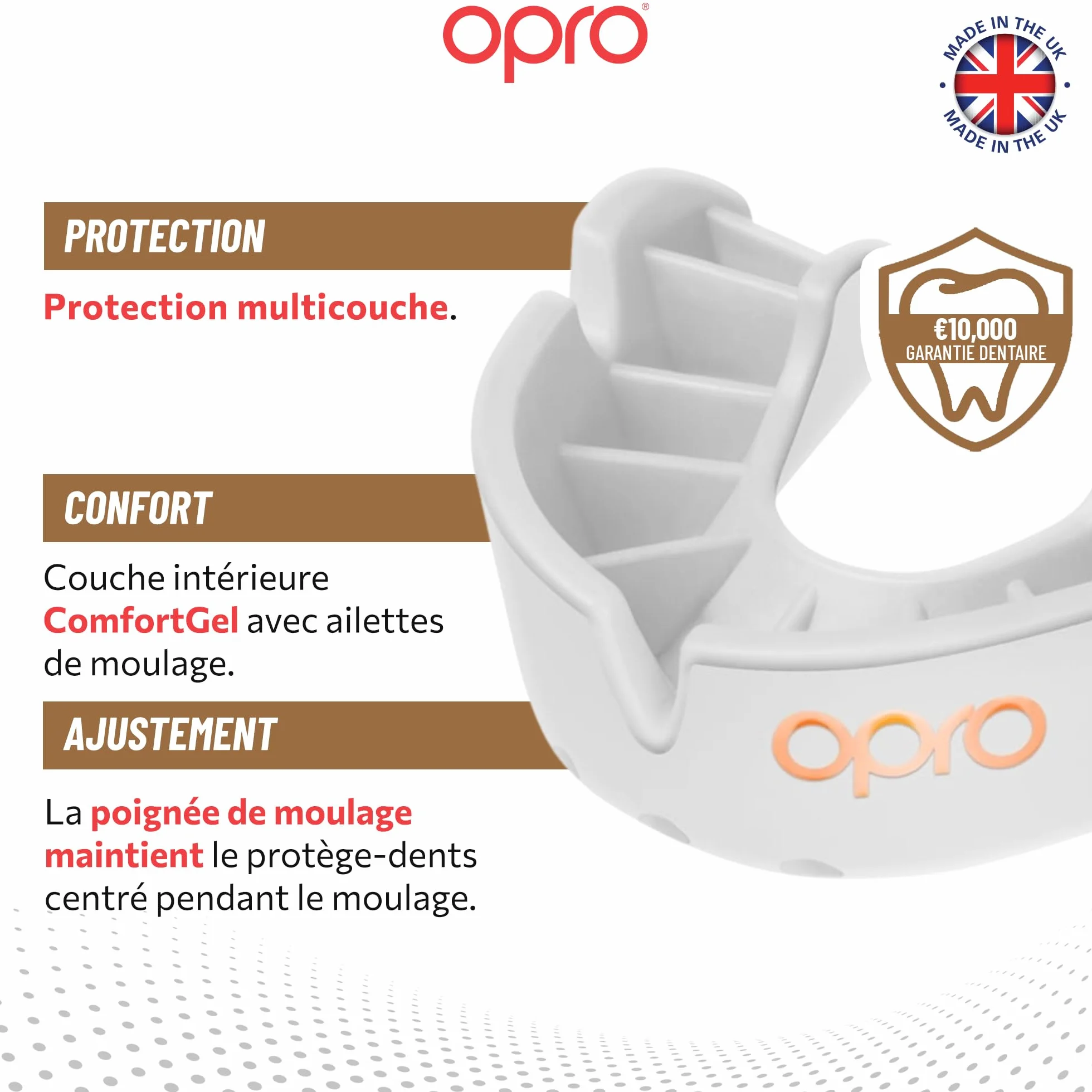 OPRO Protège-dents Niveau Bronze Boxe MMA Rugby Hockey Adultes Enfants Facile à Mouler
