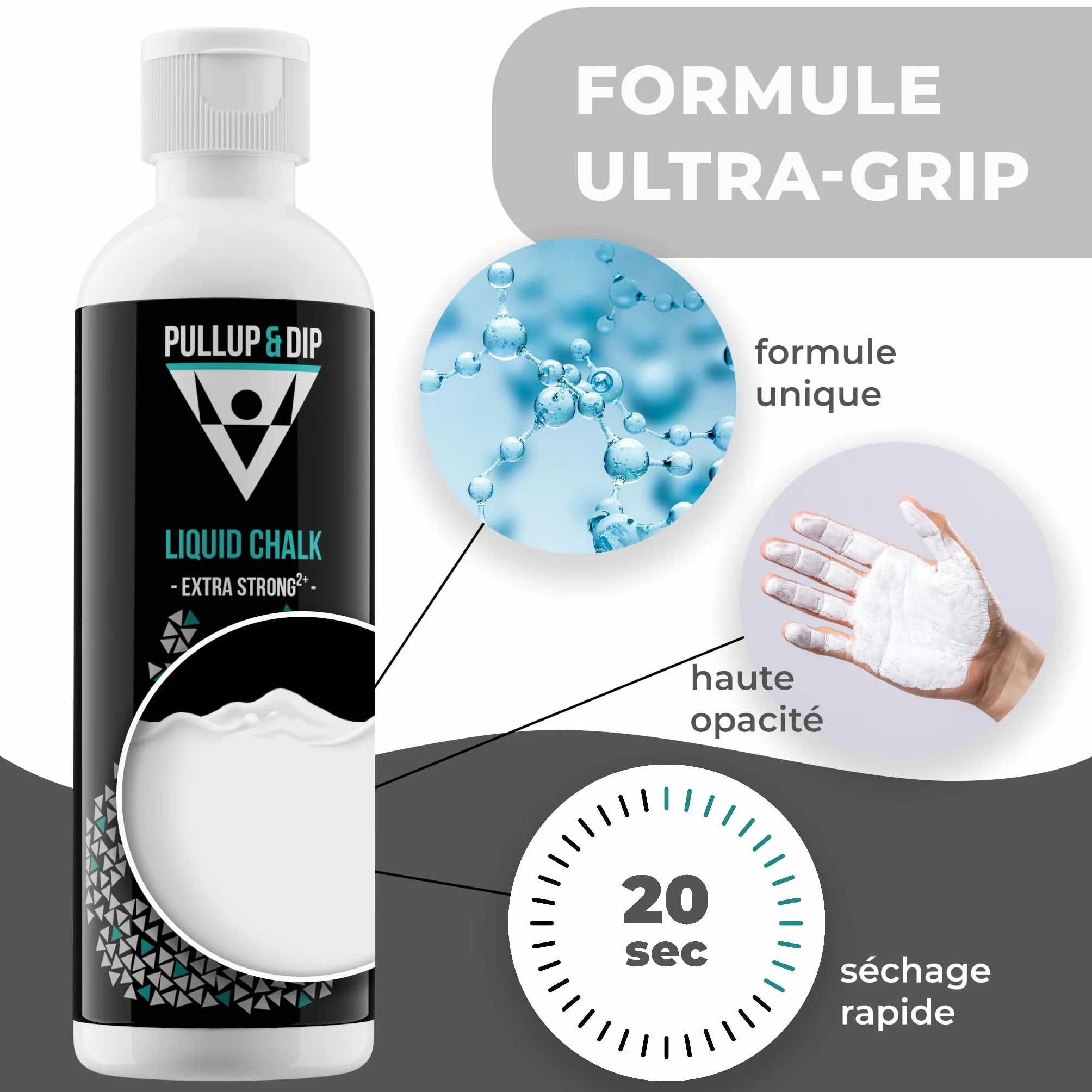 PULLUP & DIP Liquid Chalk Magnésie Liquide pour Calisthenics, Escalade, Gymnastique, Musculation