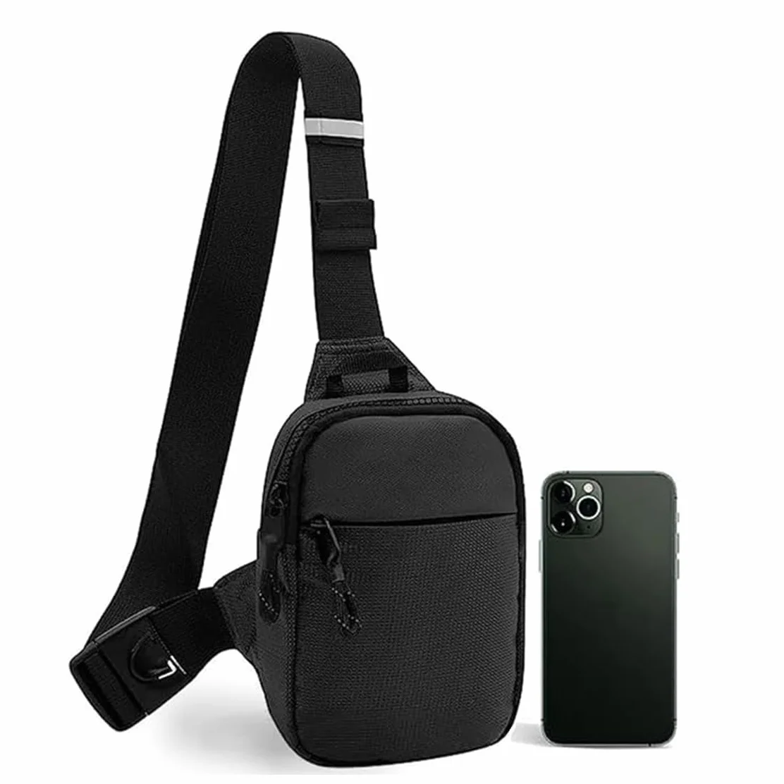 Amacoam Sac Bandoulière étanche Sport Sling Crossbody Nylon Noir 7.5"
