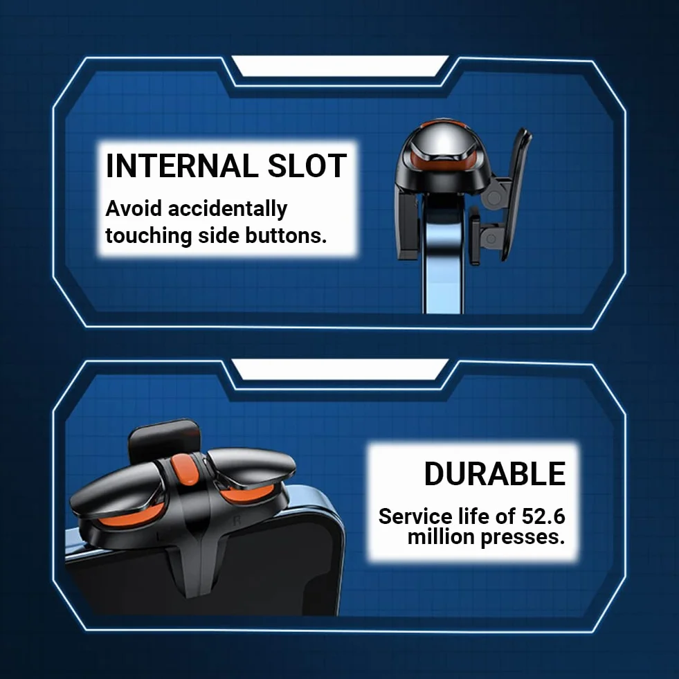 Contrôleur de Jeu Gachette Mobile, Tir Rapide Clic à Haute Fréquence Automatique 6 Niveaux, L1R1 Déclencheur Trigger Tirer Téléphone Portable Gamepad Joystick pour PUBG Android et iOS