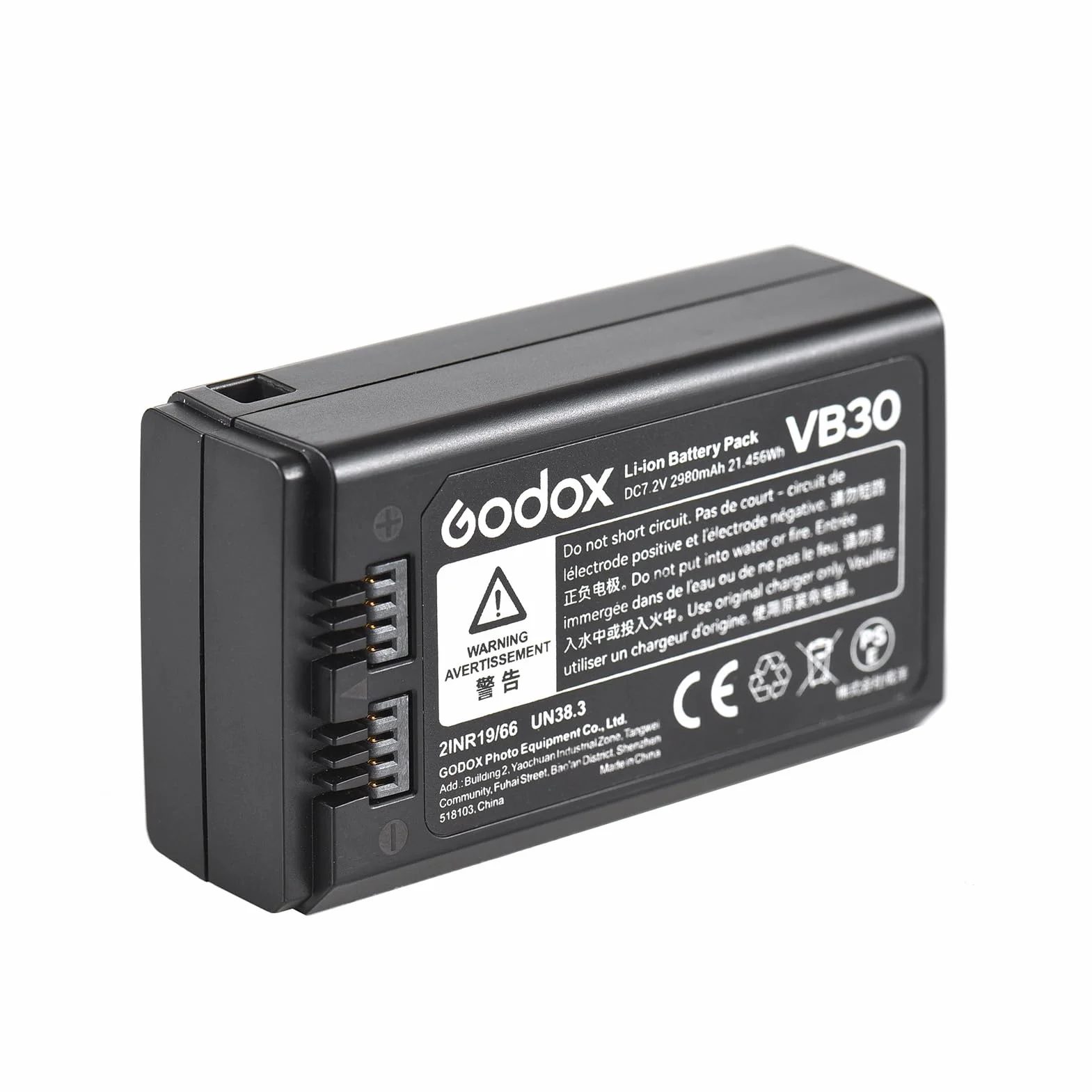 Godox VB30 7.2V 2980mAh Batterie Li-ION Rechargeable avec Interface Type-C Compatible avec Chargeur Godox VC26 pour Accessoires Flash Speedlite Godox V1 Pro Series