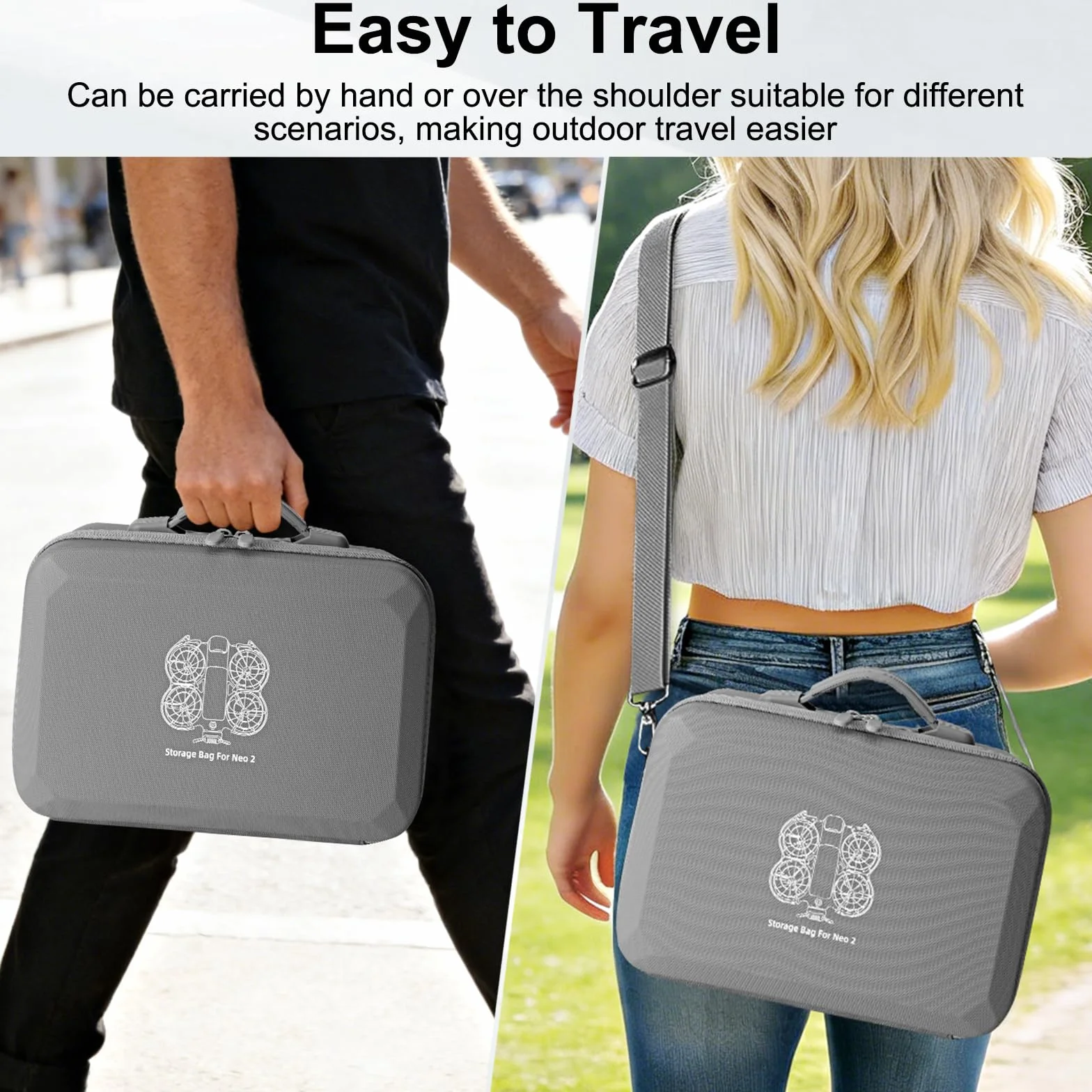 Étui Case pour DJI Neo 2 Sac, Sac Bag Sacoche de Transport Boîte de Voyage Étui de Protection Sac de Rangement Accessoires pour DJI Neo 2, Protection Anti Chute Anti Rayures avec Bandoulière, Valise