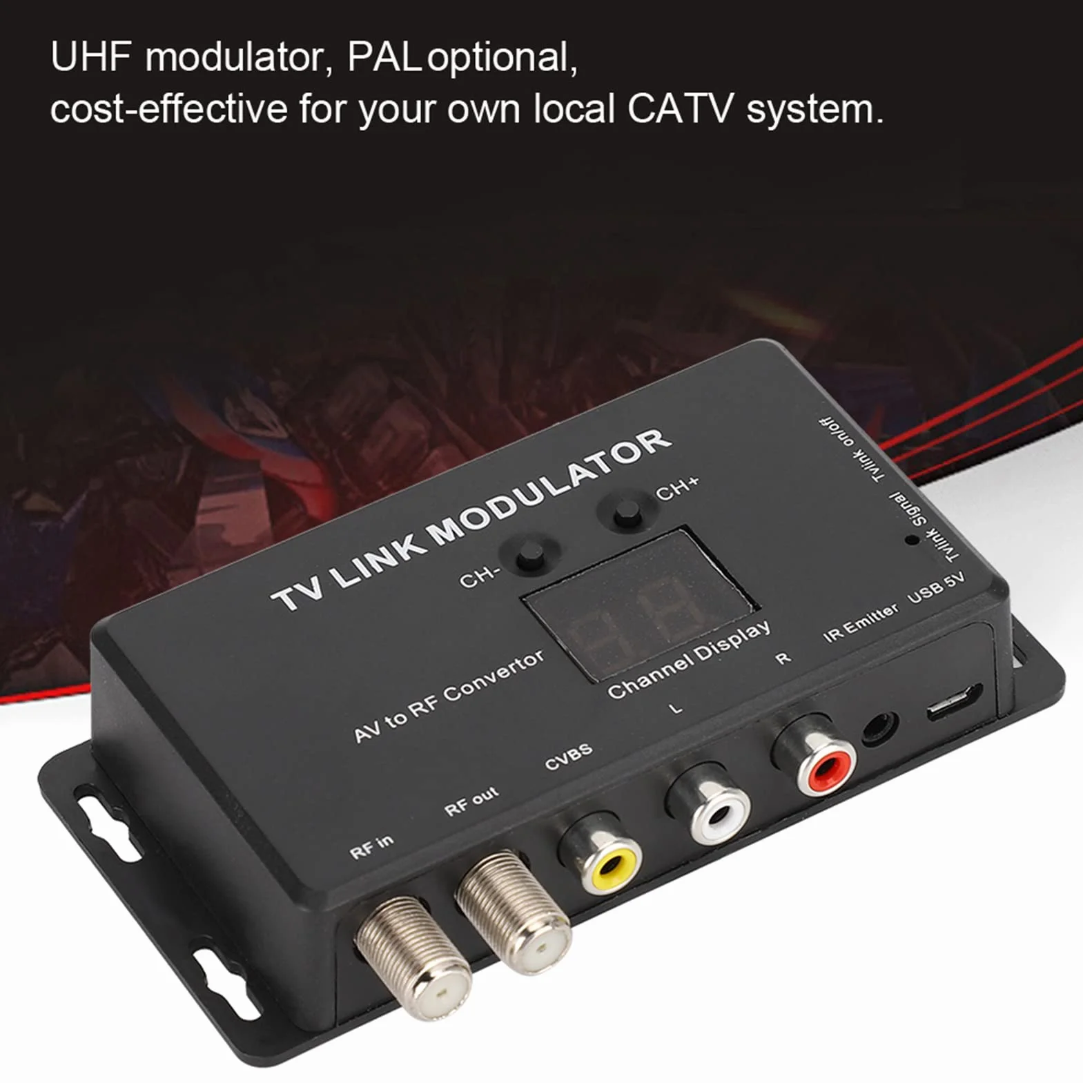 Modulateur IR TM70 Convertisseur AV vers RF Adaptateur UHF avec Affichage de Canal
