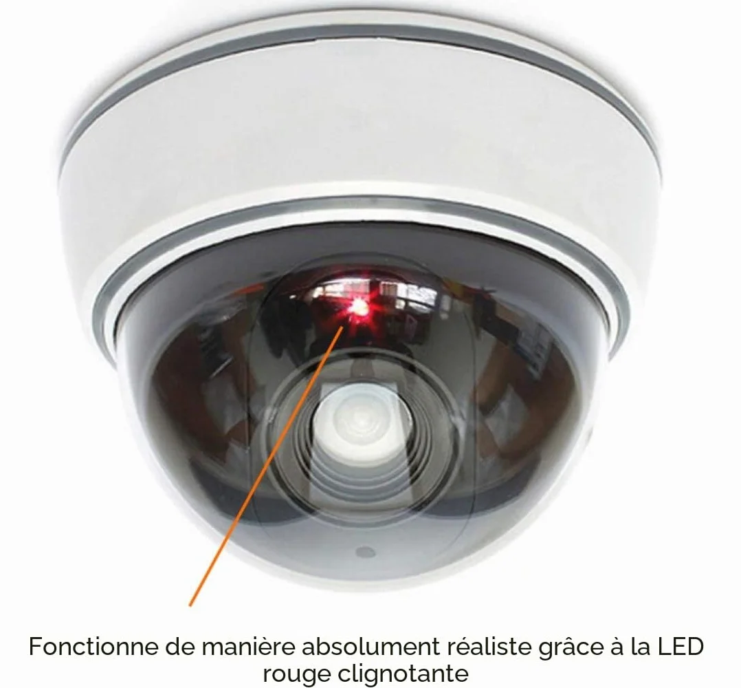 O&W Security Lot de 2 caméras dôme factice professionnelles avec LED clignotante avec objectif et clignotant