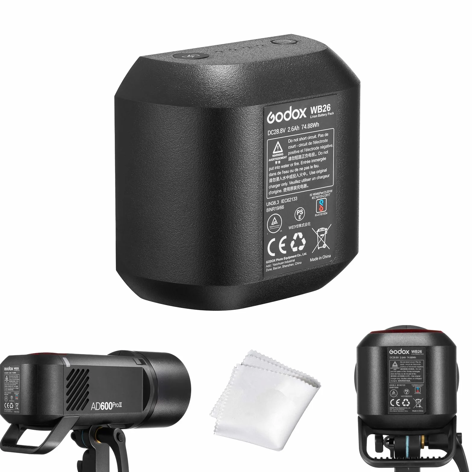 GODOX WB26 WB26A Batterie pour AD600Pro II AD600Pro【Version Améliorée】 DC 28.8V 74.88Wh, Également Compatible avec Flashpoint XPLOR 600PRO II et XPLOR 600PRO