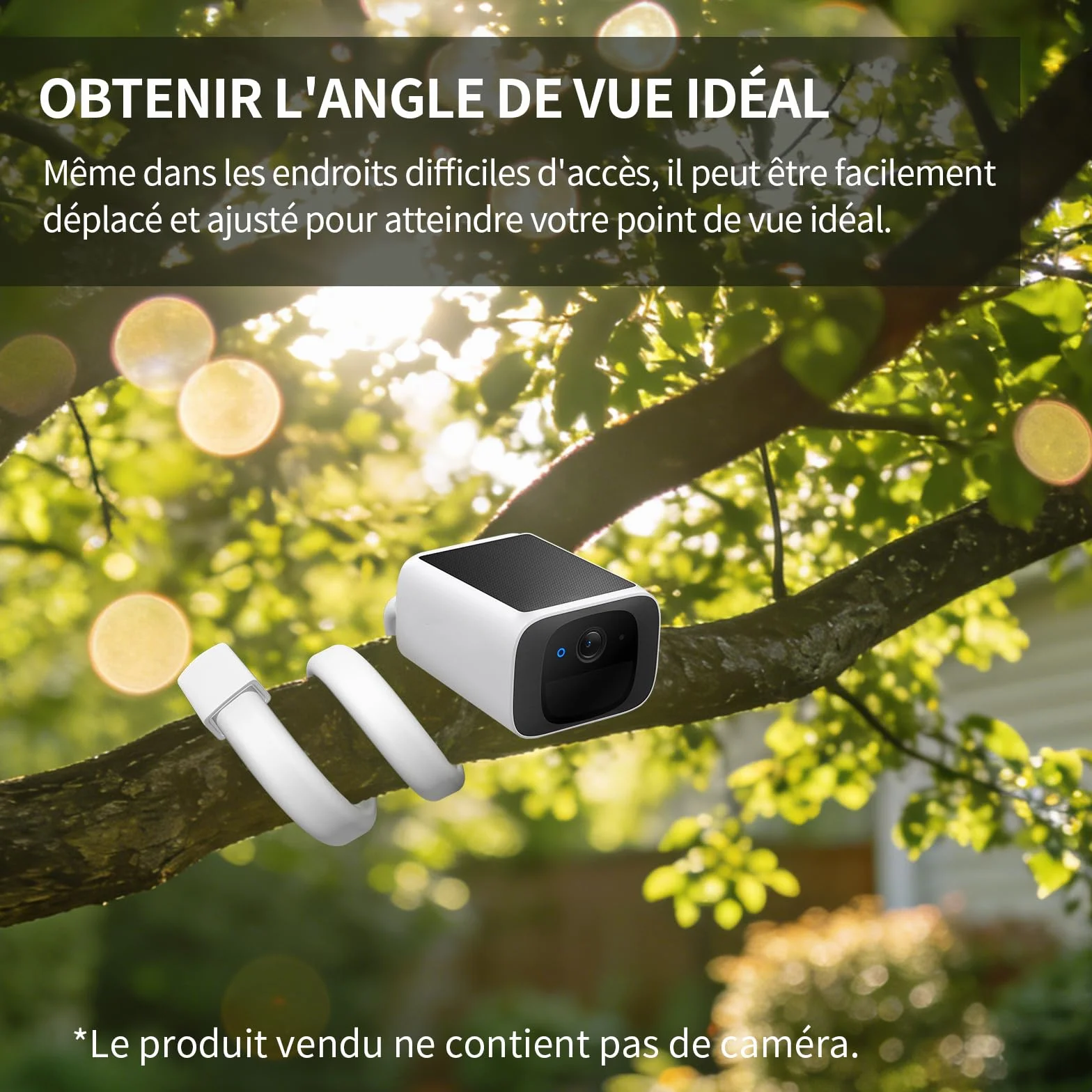 Support Flexible pour caméra pour Ring, Blink, Eufy, Google Nest, Wyze, Arlo et Autres caméras d'intérieur et d'extérieur avec Trou fileté 1/4, sans Outils ni dommages au Mur, Blanc