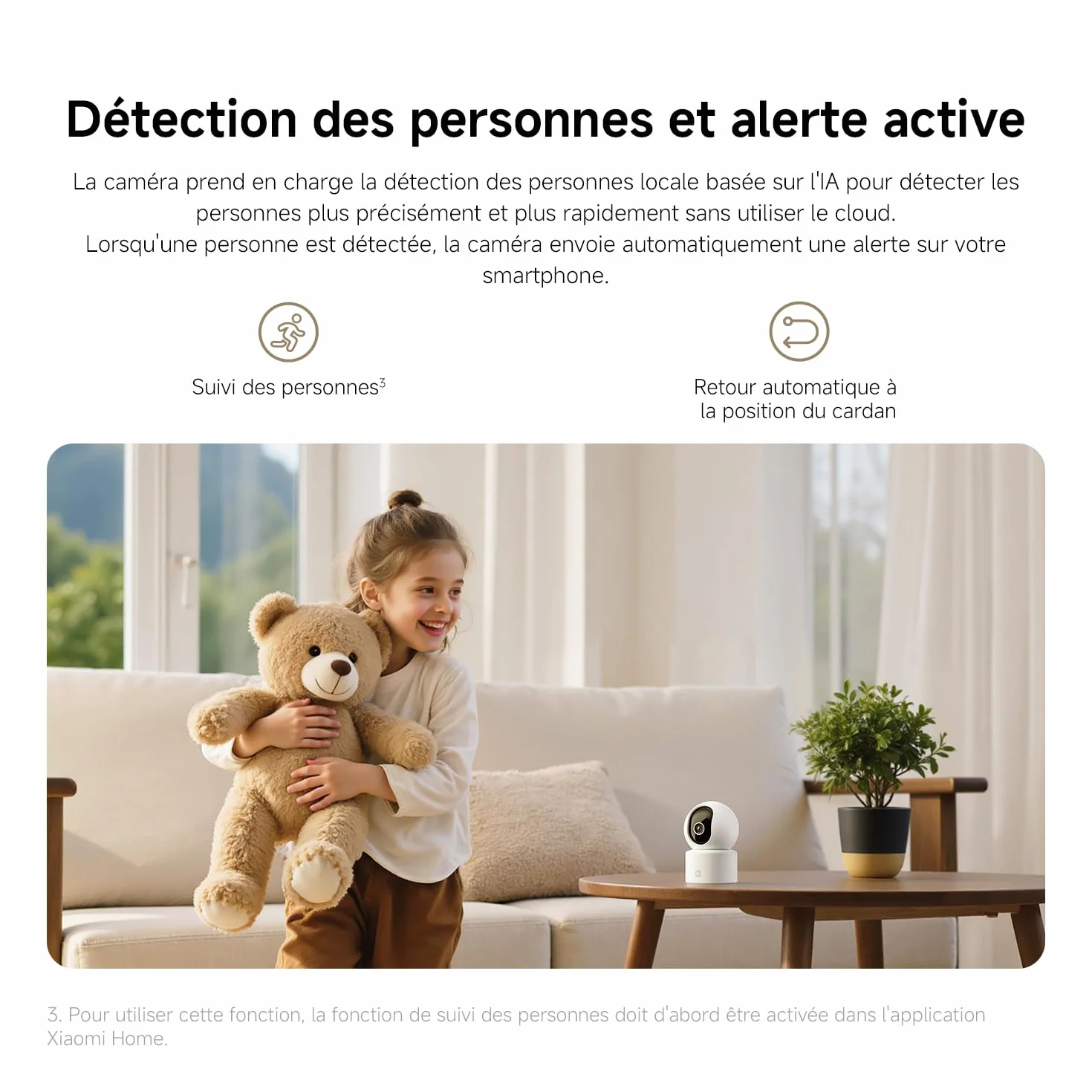 XIAOMI C302 Caméra Intérieure, 2K 3MP à 360°, Caméra de Surveillance, WiFi 6, Clôture Virtuelle, Détection et Suivi Personnes & Animaux, Vision Nocturne Couleur Starlight, Audio Bidirectionnel, Alexa
