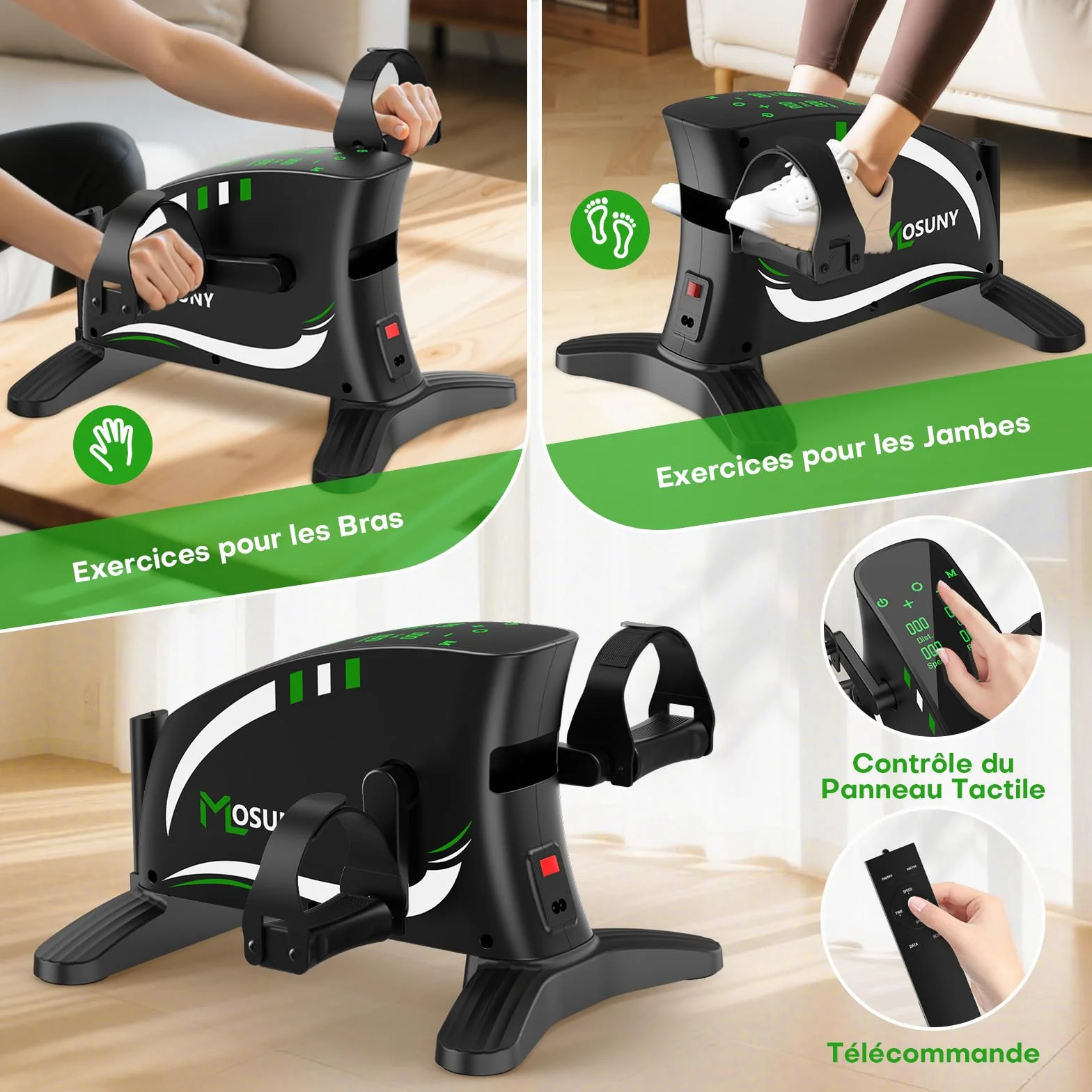 Mini Velo Appartement Pedalier avec Résistance & Vitesse Adjustable, 2 en 1 Bureau Électrique pour Bras et Jambes, Grand Écran LCD