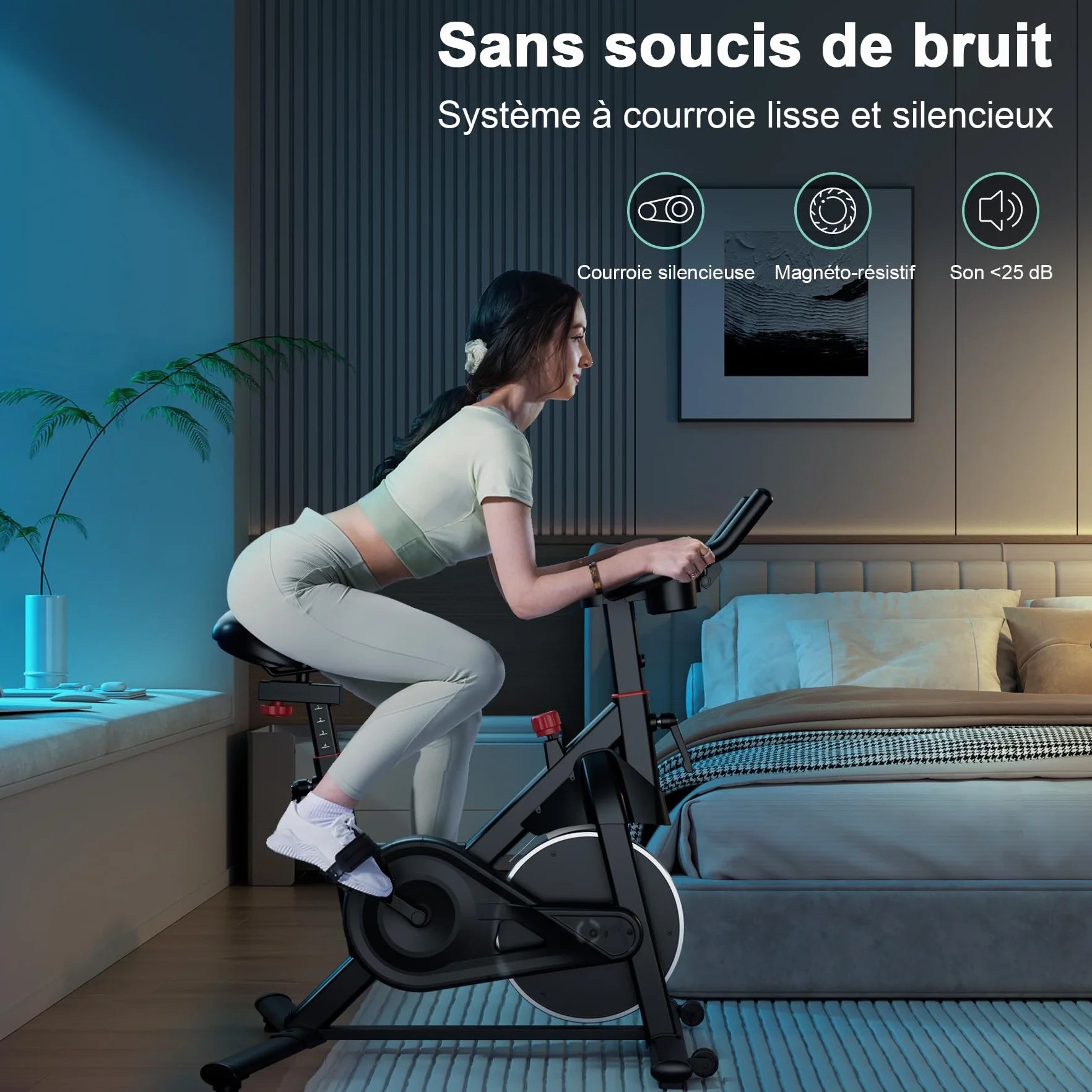 Vélo d'Appartement 32 Niveaux de Résistance avec APP, Charge Maximale 136 kg