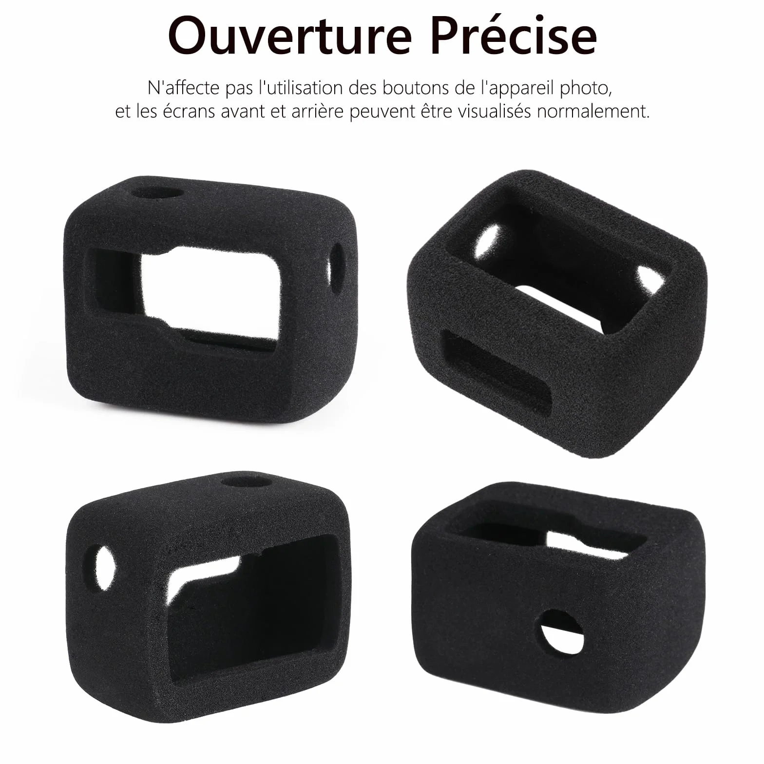 HSU 2 Pièces Coque de Protection Anti-Vent pour Insta360 Ace Pro, Boîtier en Mousse de Réduction de Bruit