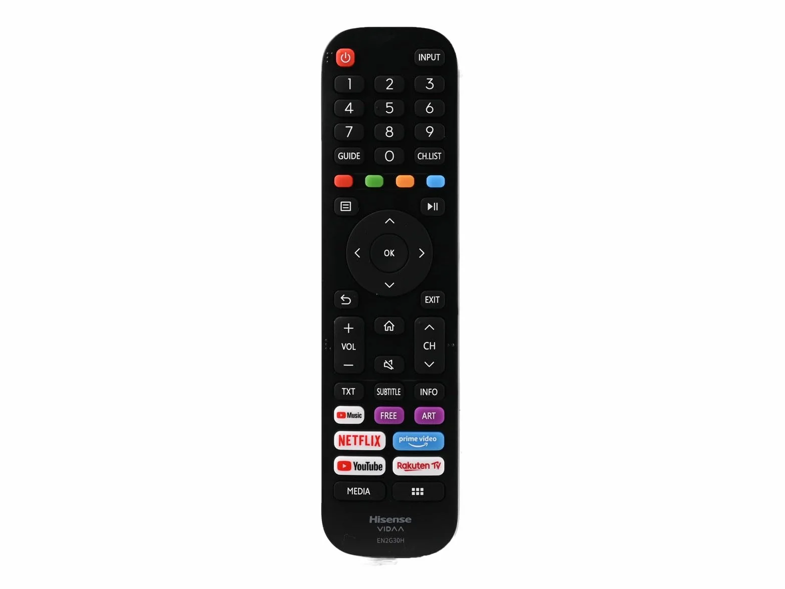 HISENSE EN2G30H VIDAA Télécommande Originale pour Hisense Ultra HD TV avec Touches de Raccourci pour Netflix Youtube & Rakuten TV