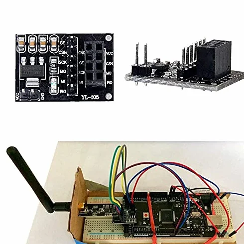 Lanko Lot de 2 modules émetteurs-récepteurs RF NRF24L01+PA+LNA avec antenne SMA 2,4 GHz 1100 m + module sans NRF24L01 pour