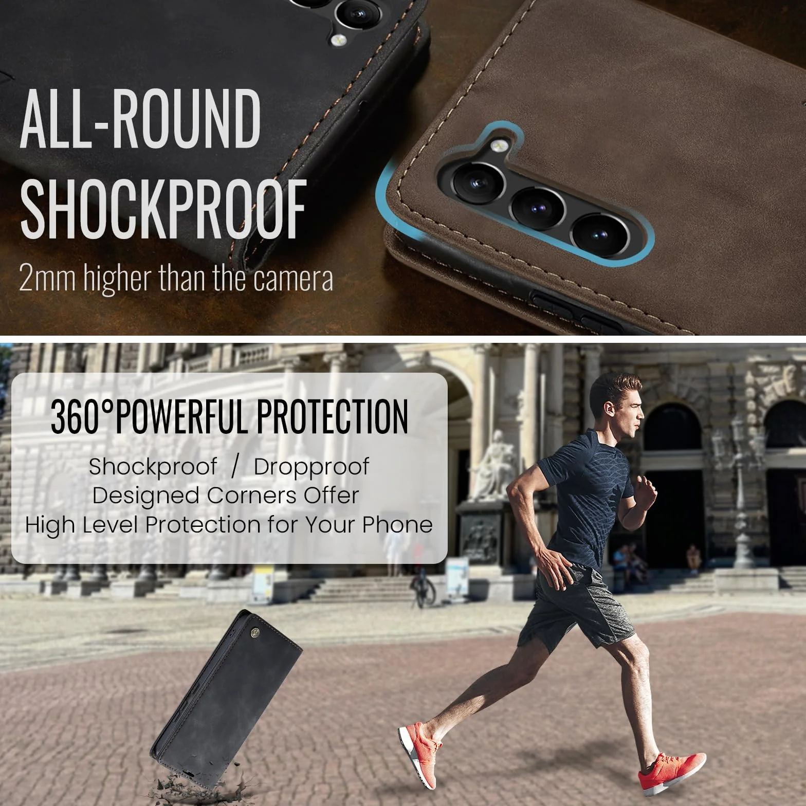 Coque pour Samsung Galaxy S23 5G Premium Housse Cuir Protection Pochette Rabat Portefeuille Flip Case Porte Magnétique Coque Étui pour Samsung Galaxy S23, Noir