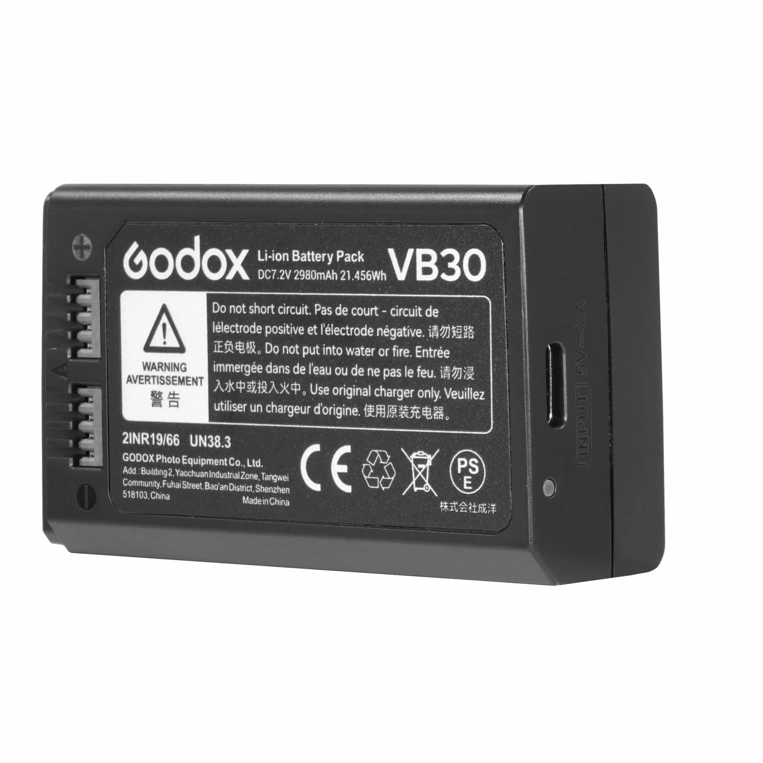 GODOX VB30 Lithium au Batterie, 21.45Wh DC7.2V 2980mAh Batterie de Remplacement, Convient au Godox V1Pro V100 V1 V860III V850III AD100Pro Flash, Supporte Charge Type-C