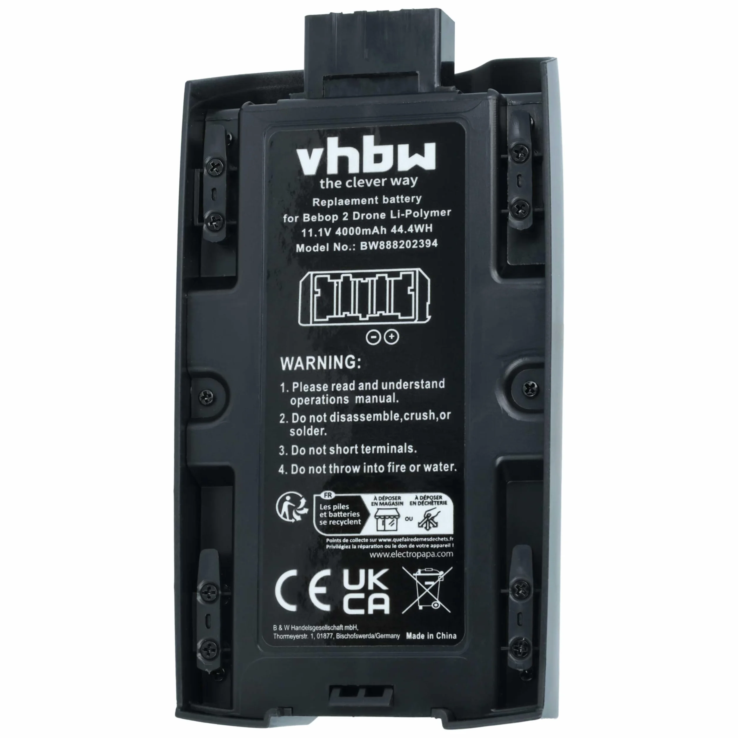 vhbw Batterie Compatible avec Parrot Bebop 2, 2 Pro Drone (4000mAh, 11,1V, Li-polymère)