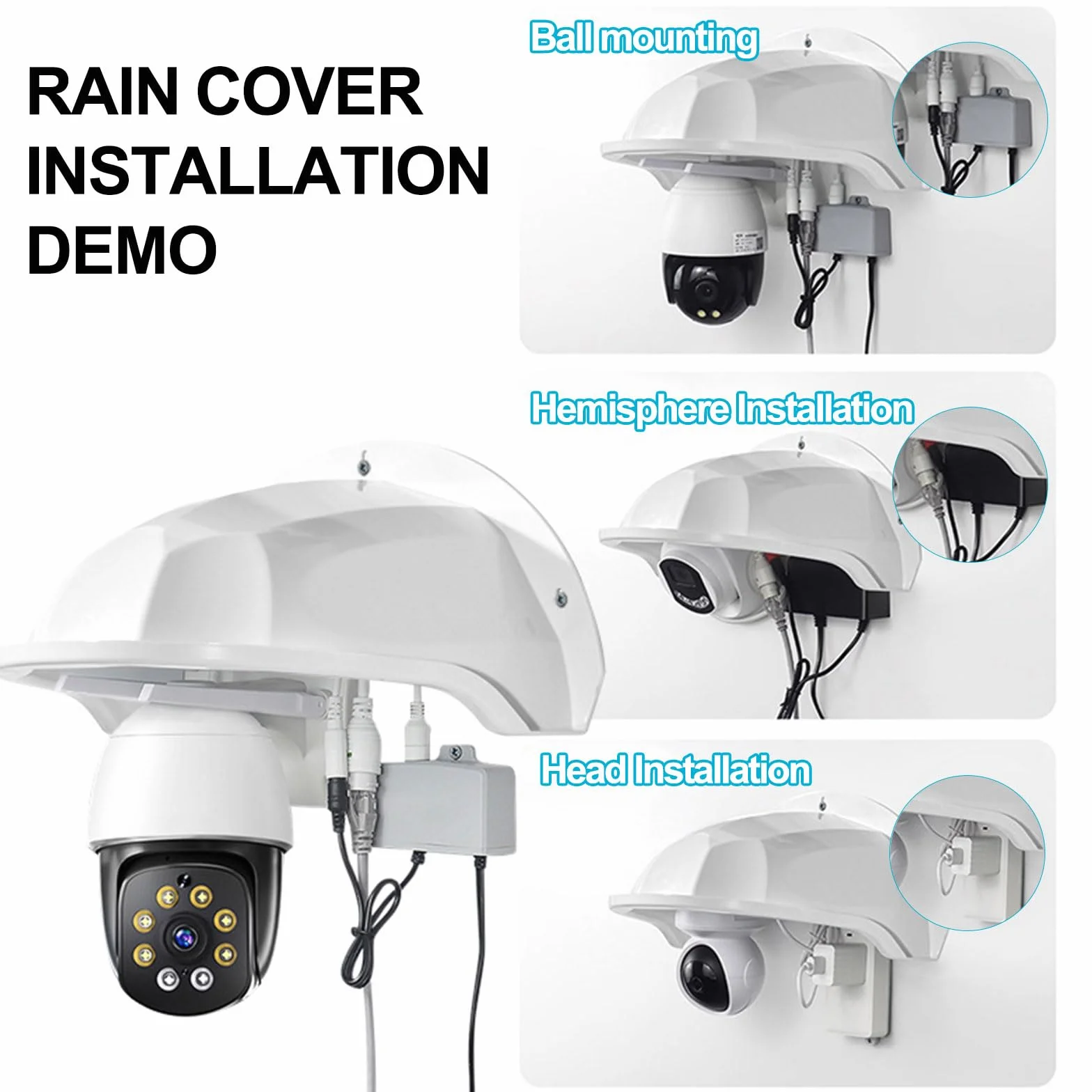 2 Pièces Protection Caméra Extérieure, Boîtier Plastique Résistant aux Intempéries, Moniteur Avec Protection Solaire et Contre la Pluie pour Caméras Bullet et Dome