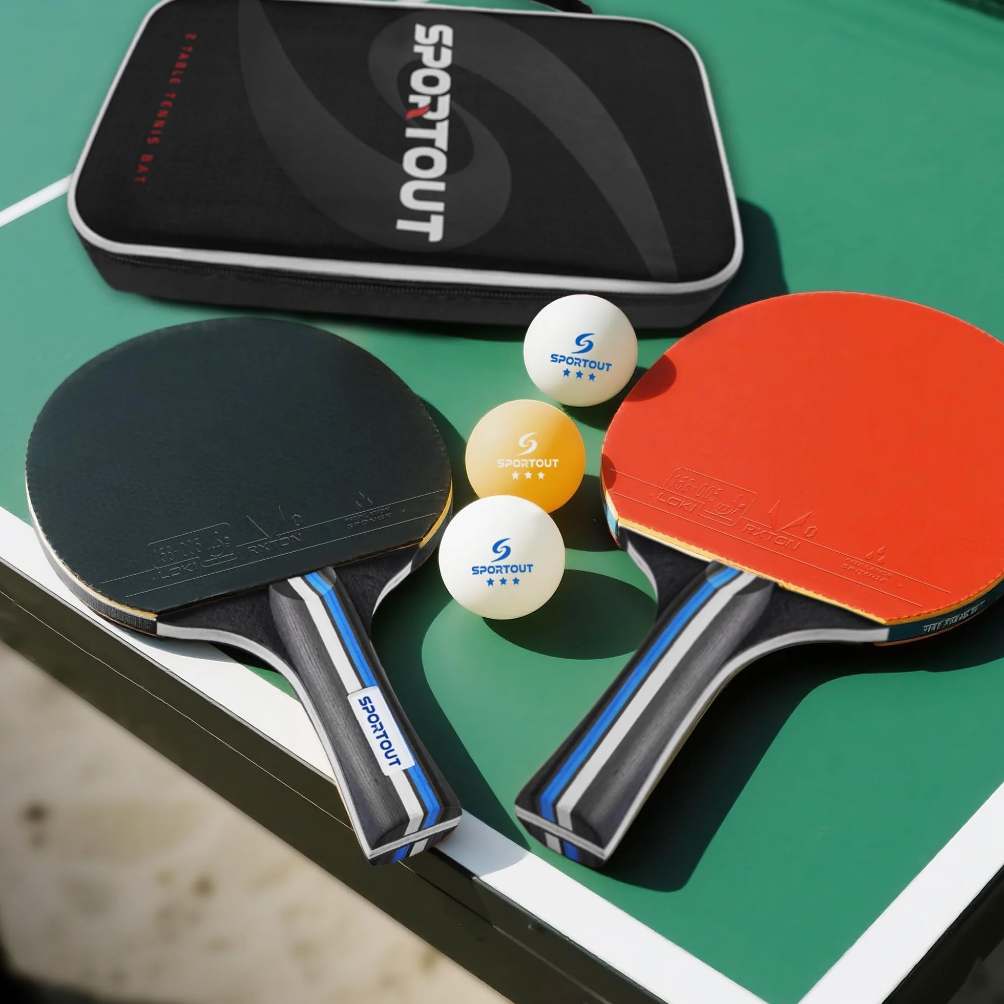 Raquette de Ping-Pong, 2 Raquettes + 3 Balles + 1 Sac