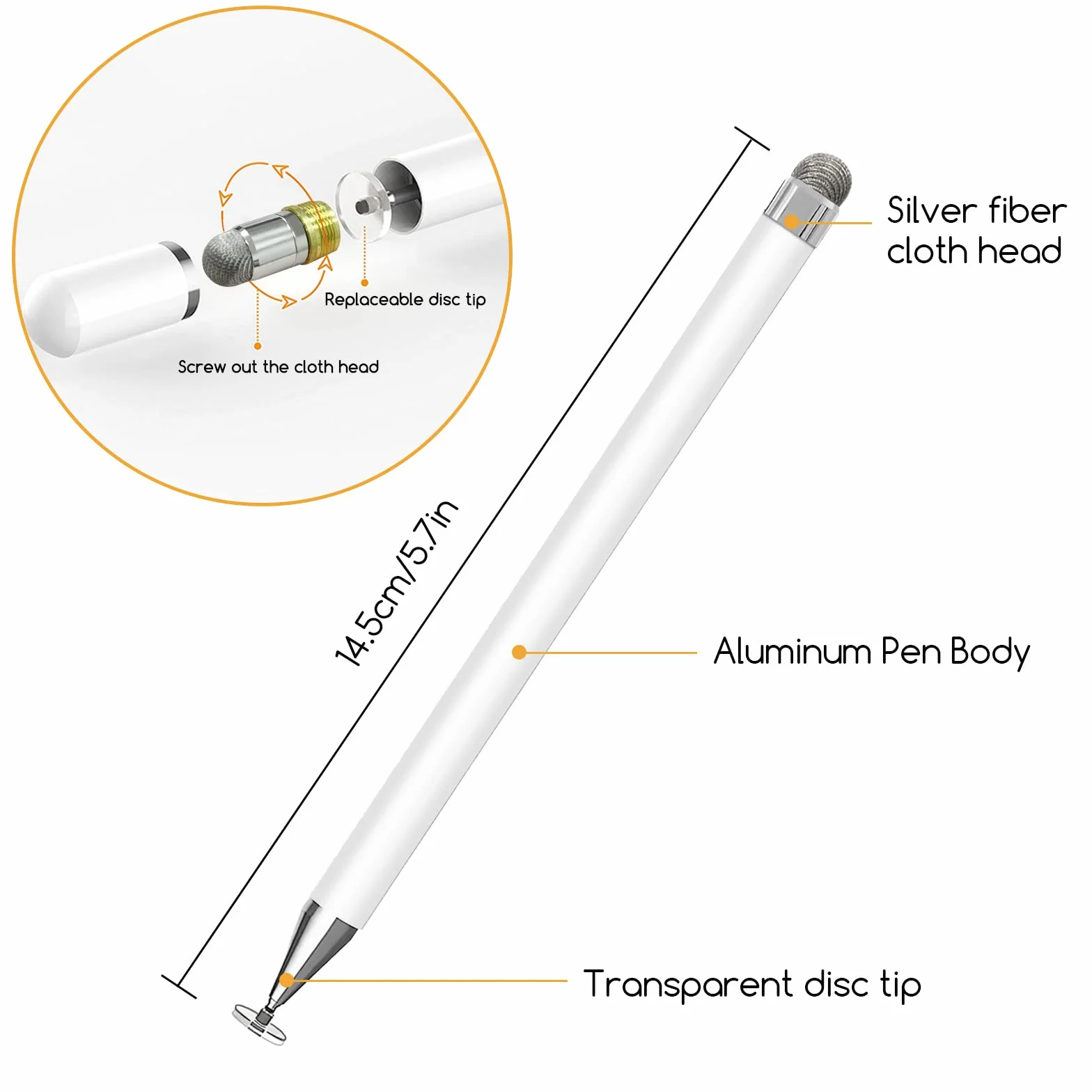 Stylet capacitif haute sensibilité pour écrans tactiles, universel Apple iPhone iPad Android Microsoft