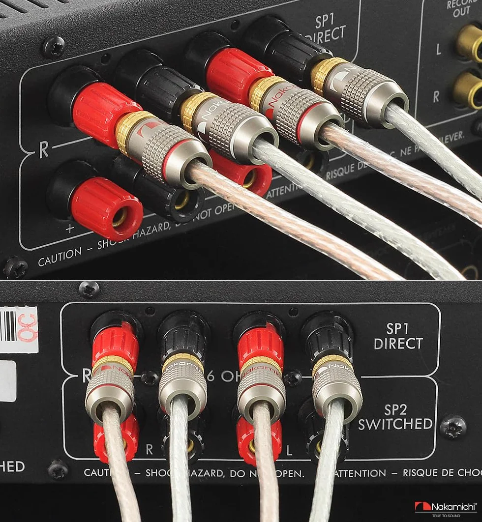 Nakamichi FanLock Fiche banane plaquée or 24K 10 AWG - 18 AWG Calibre 4 mm pour haut-parleurs Amplificateur Hi-Fi, 10 pièces (5 paires)