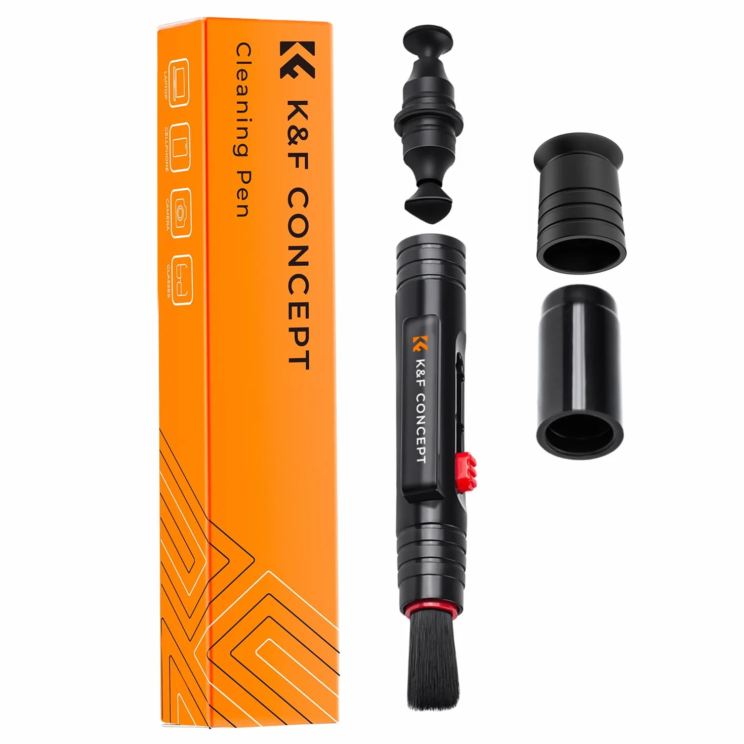 K&F CONCEPT Stylo de Nettoyage pour Objectif Brosse de Nettoyage Douce et Spéciale pour Objectif d'Appareil Photo, Filtres, Viseurs, Téléphones, Ordinateur, Tablette et Ordinateur (Modèle 2 en 1)