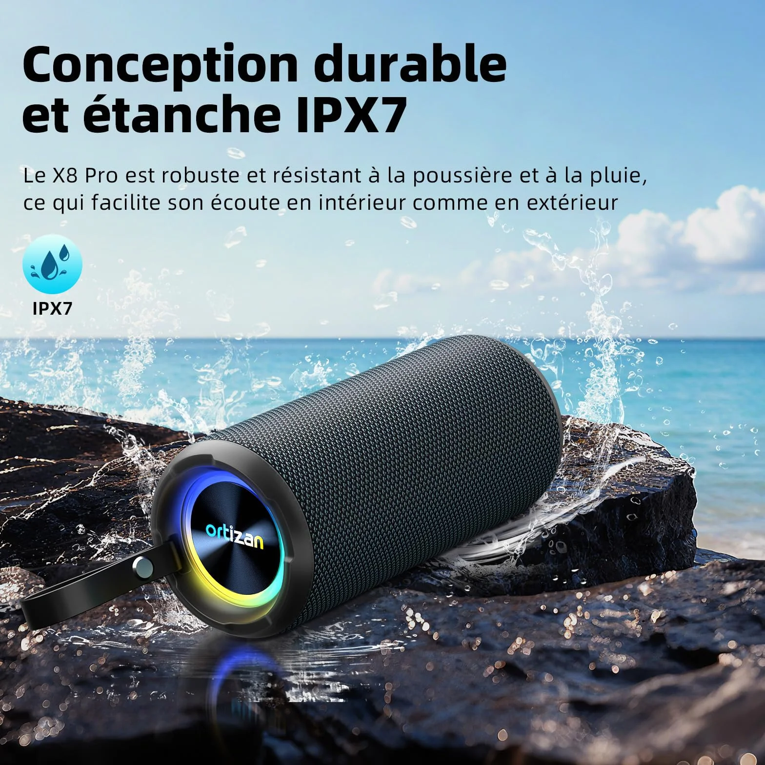 Ortizan 40W Enceinte Bluetooth Puissante IPX7 Portable Rechargeable 30h Autonomie Stéréo Sans Fil