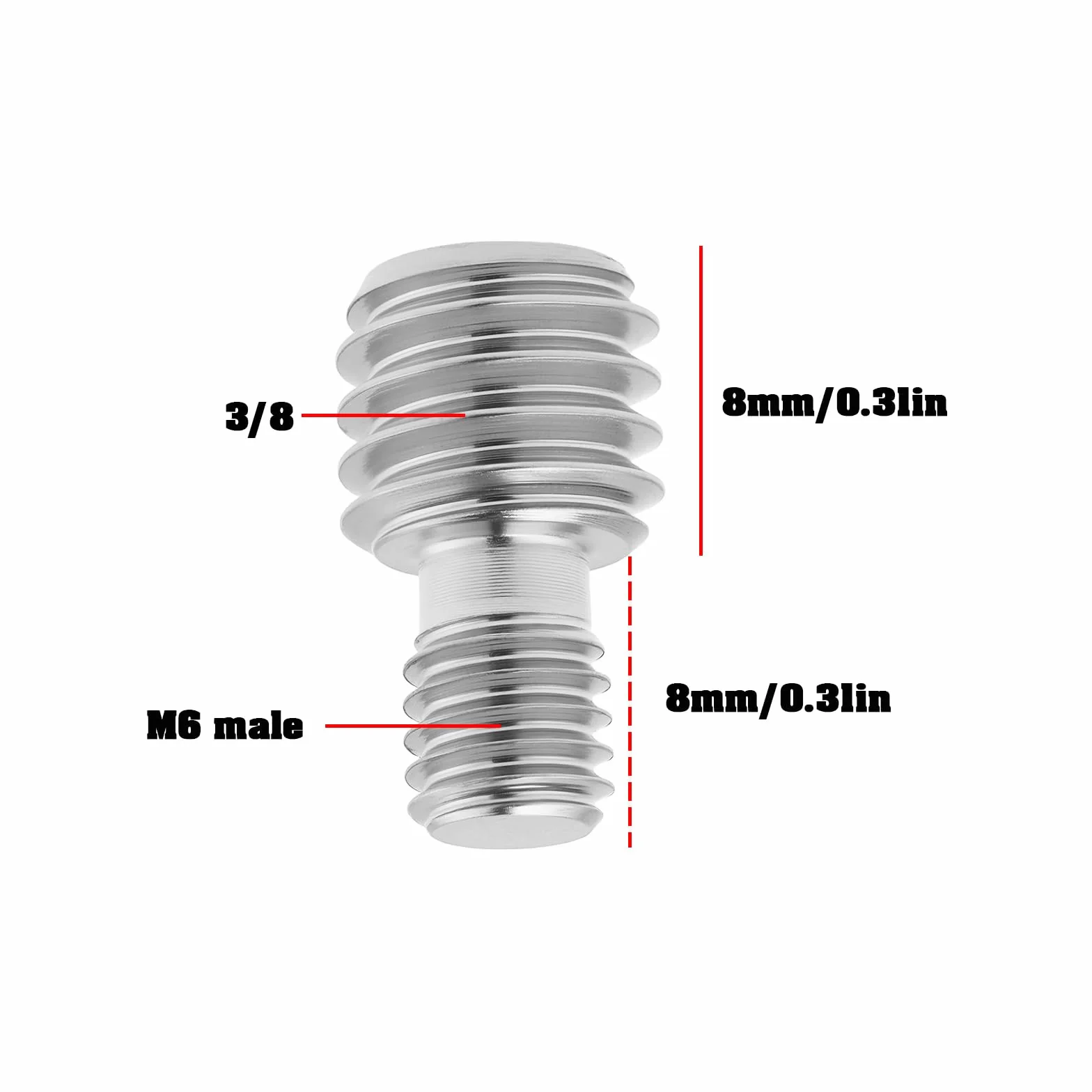 Lot de 4 vis adaptateur mâle 3/8" vers M6 mâle pour trépied monopode et plaque à dégagement rapide