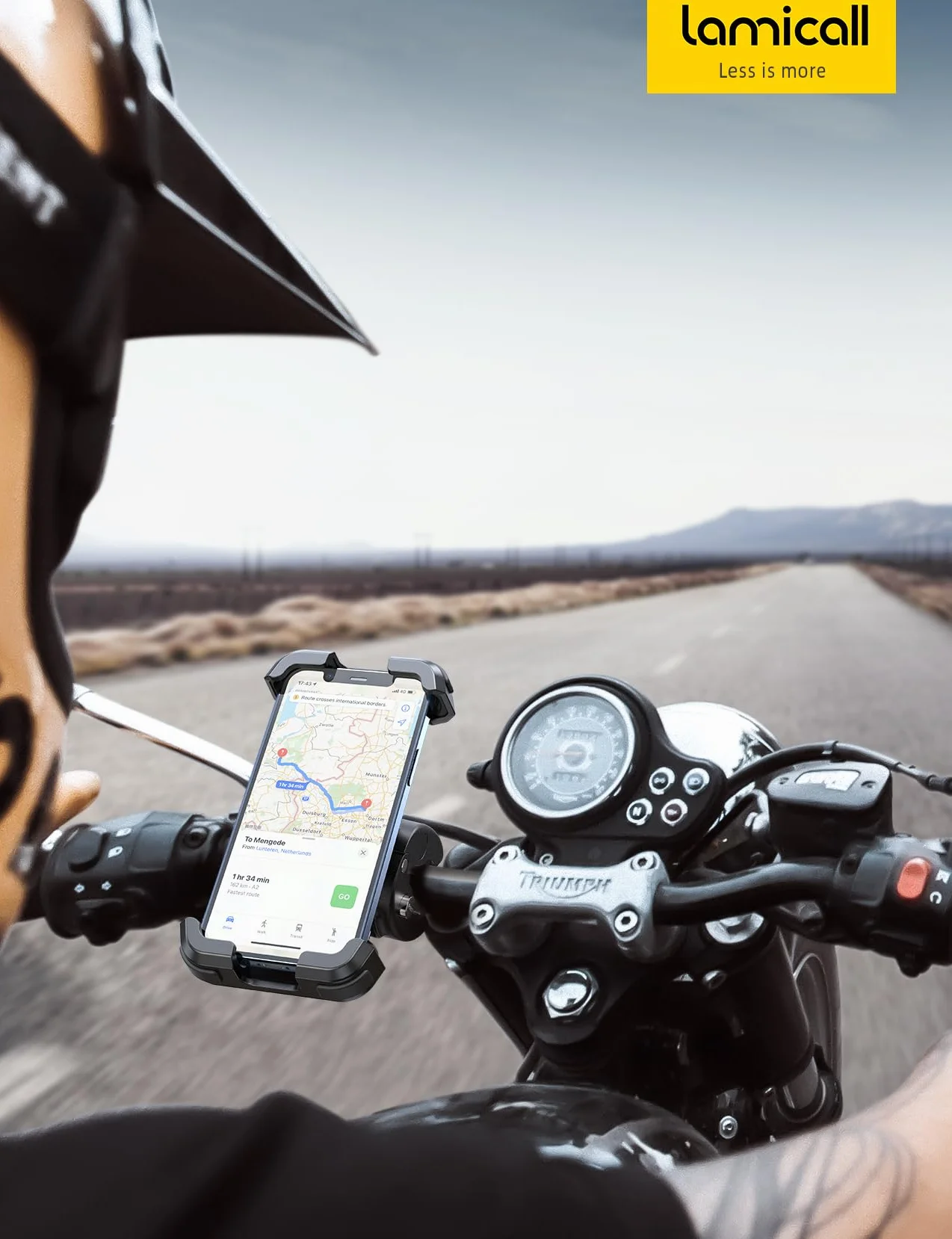 Lamicall Support Téléphone Moto, Support Téléphone Vélo - [Amélioré Pince de Guidon à Installation Rapide], Porte Téléphone Vélo pour iPhone 17/16/15/14/13 Pro Max, Xs XR, Android, Smartphone 4.7-6.8”