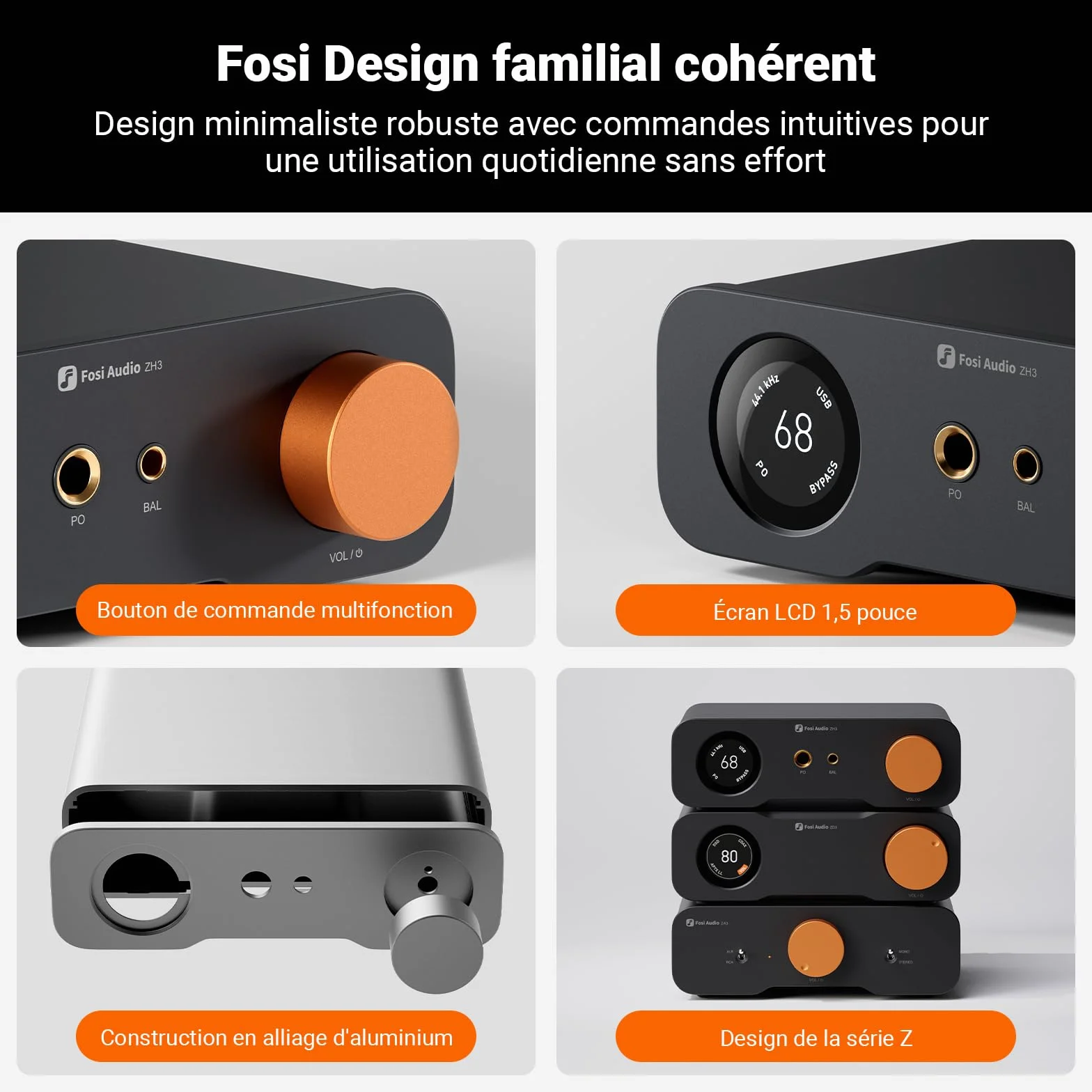 Fosi Audio ZH3 Ampli Casque DAC, Préampli Entièrement Équilibré avec AKM4493SEQ PCM768 kHz pour Amplificateurs, Entrée Déclencheur 12V/USB/OPT/COAX/RCA, sortie XLR/RCA/4,4 mm/6,35 mm avec Télécommande
