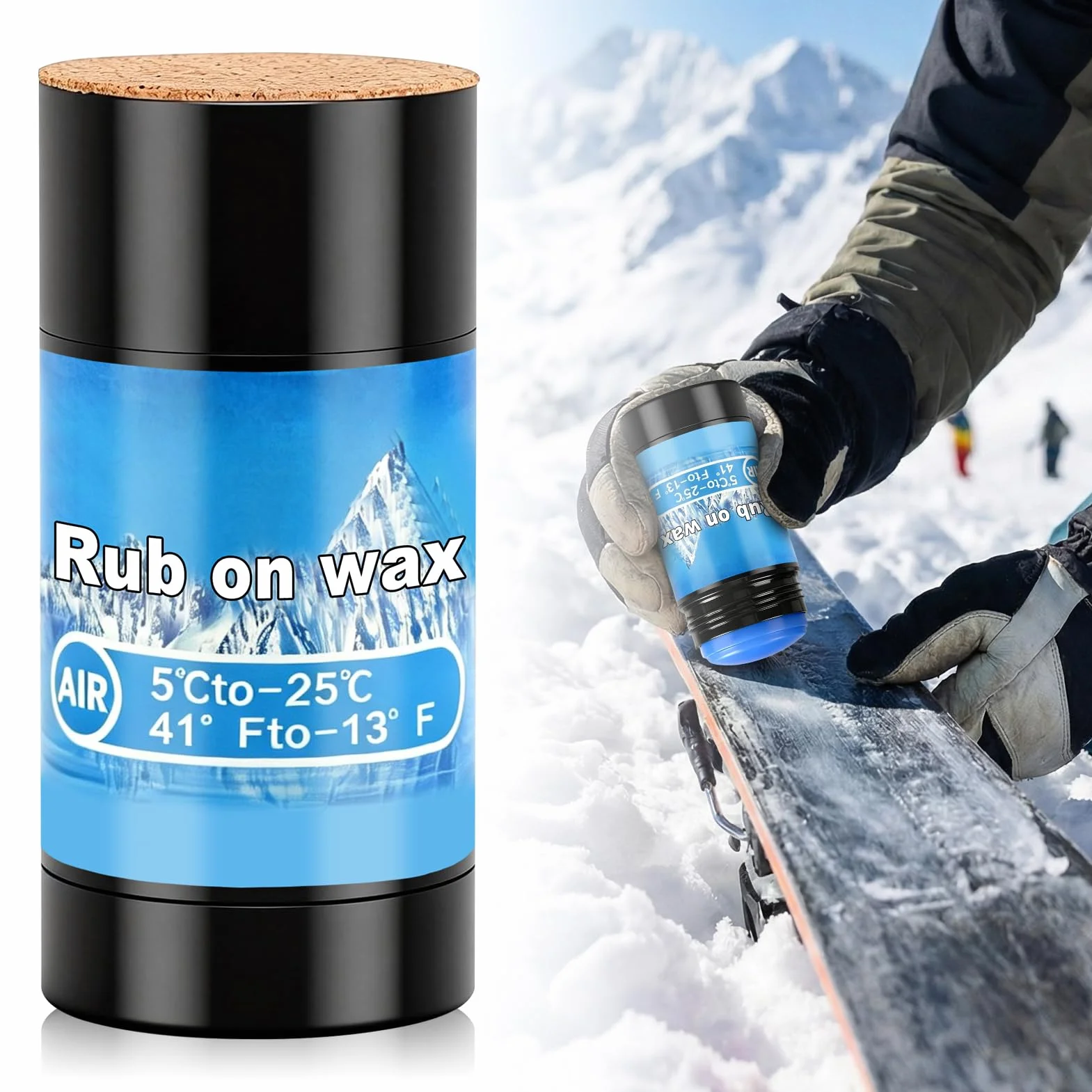 Fart Ski Kit 75g, Fartage Ski - Applicateur en Liège, Convient aux Skis et Snowboards