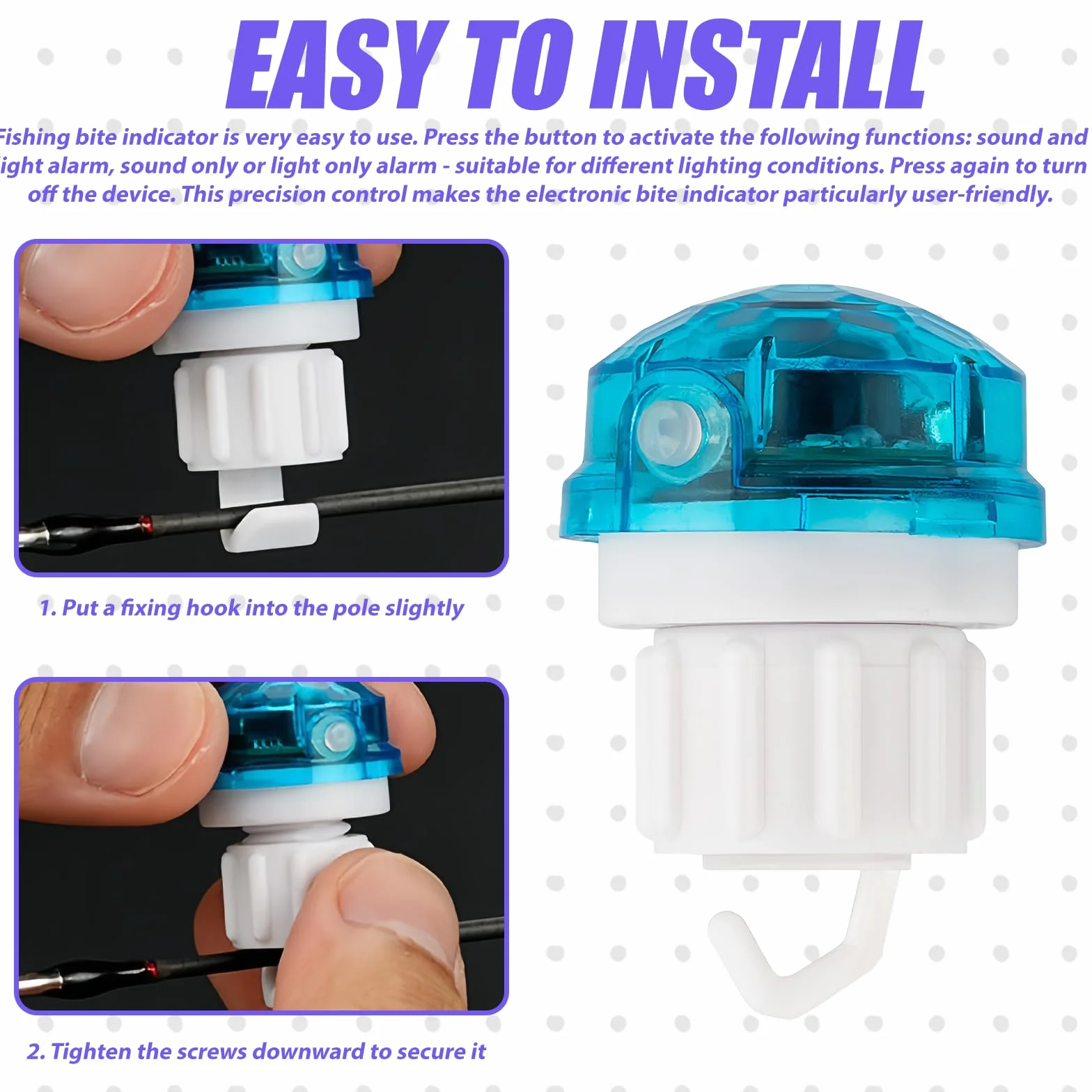 Détecteur de touche électronique LED 4 pièces avec capteur de mouvement pour pêche