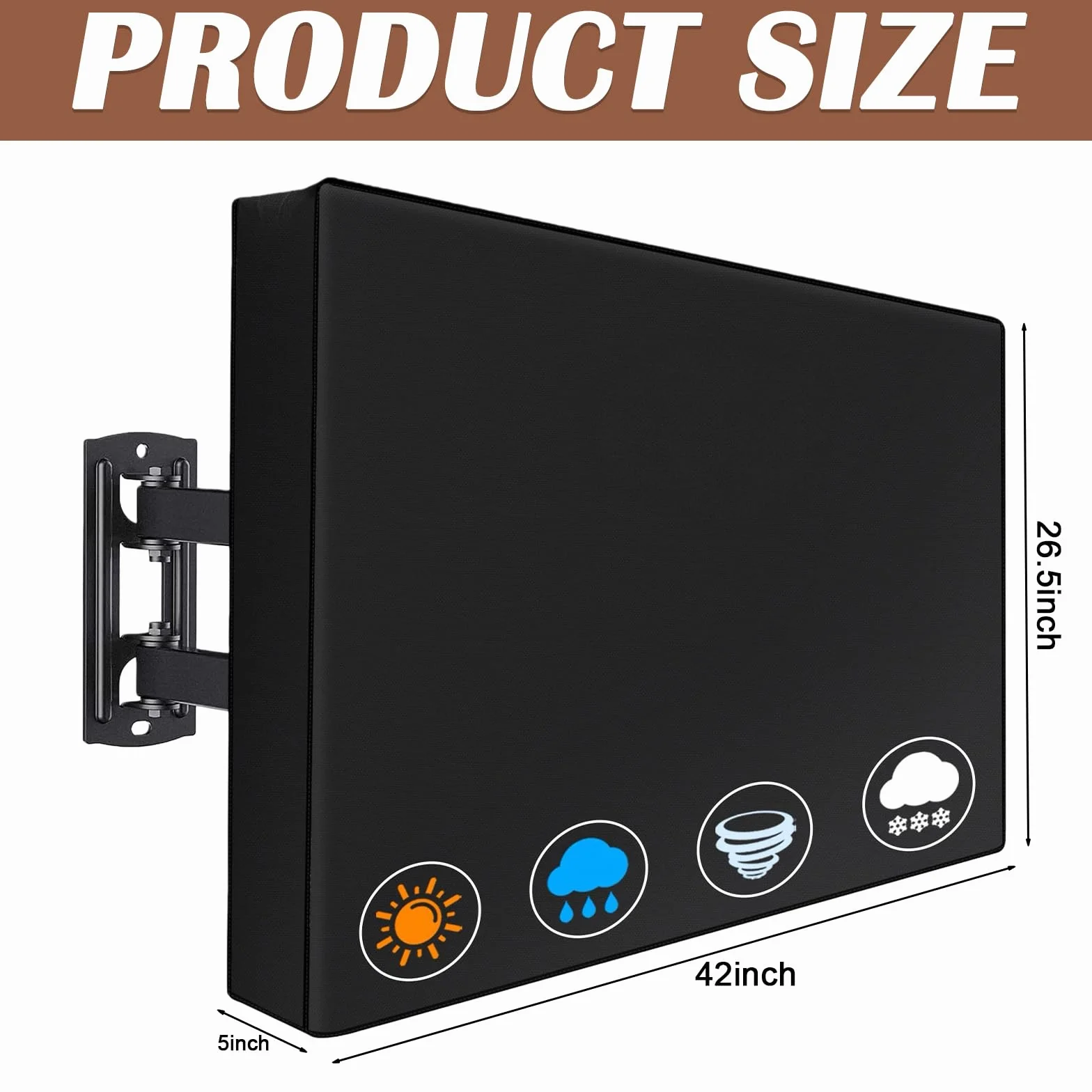 Housse de Protection pour TV Extérieur 600D Oxford PVC Heavy Duty 40-42 Pouces Étanche Anti-Poussière
