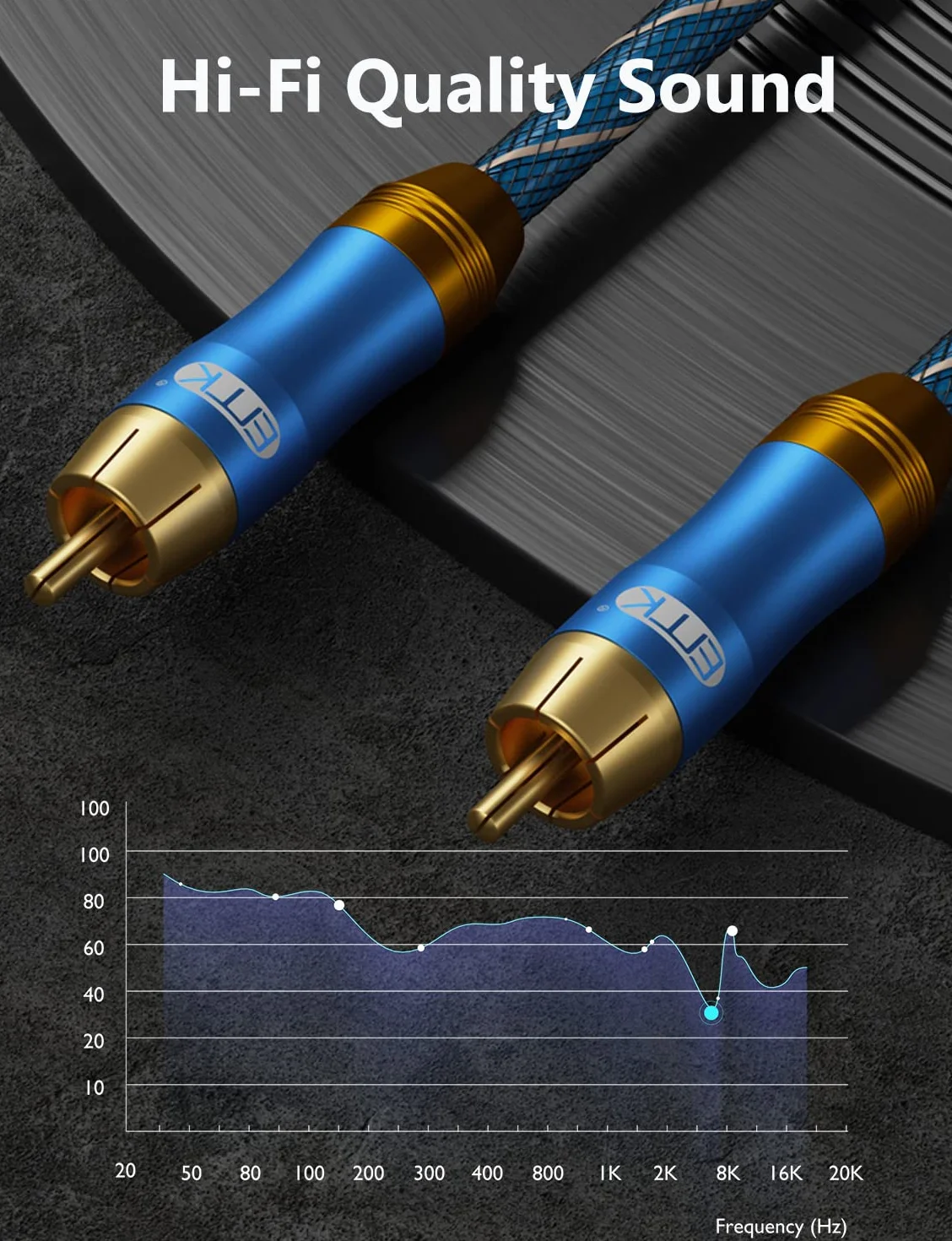 EMK Câble de Subwoofer, Câble Coaxial Numérique Cinch Câble Audio Plaqué or RCA pour Subwoofer, Récepteur AV, Amplificateur, Home Cinéma (Mâle à Mâle Câble Coaxial, 6Ft/2M)