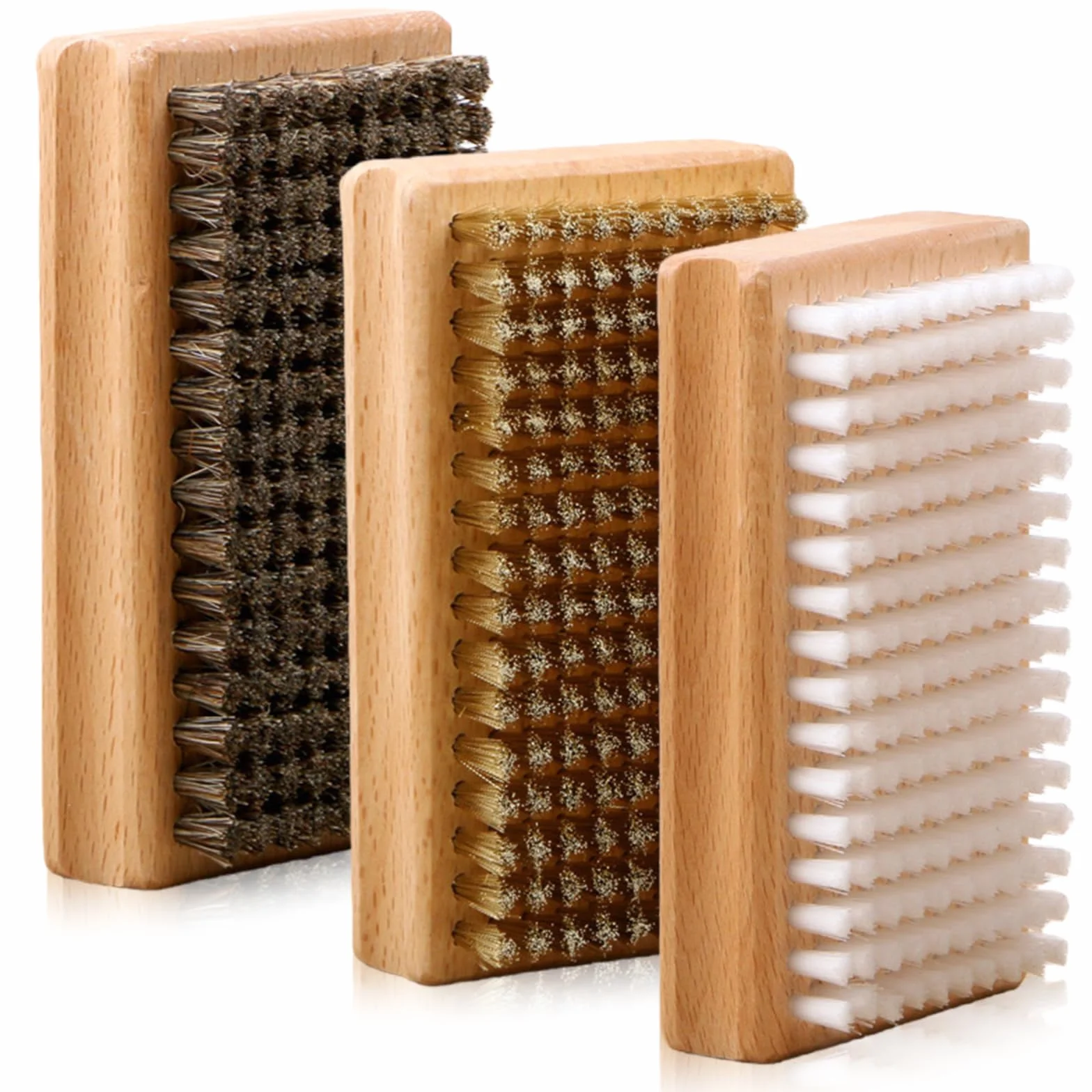 GAOUTO Lot de 3 brosses à cire pour snowboard 12,5x7x3,5 cm nylon crin cheval cuivre
