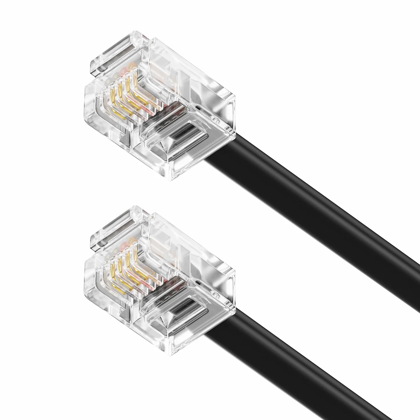 deleyCON 0,5m Câble Téléphone RJ11 Modulaire 6P4C Western 2x Fiche RJ11 Plat Noir