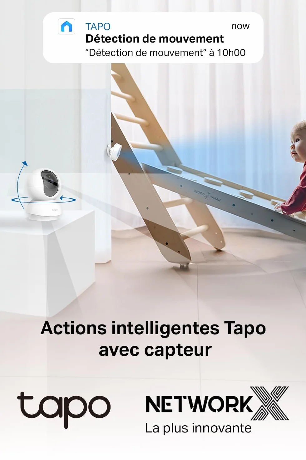 Tapo C210 Caméra WiFi Intérieure 2K 3MP, Rotation 360°, Détection de Personne, Vision Nocturne, Audio Bidirectionnel, Stockage CloudµSD 512 Go, Alexa