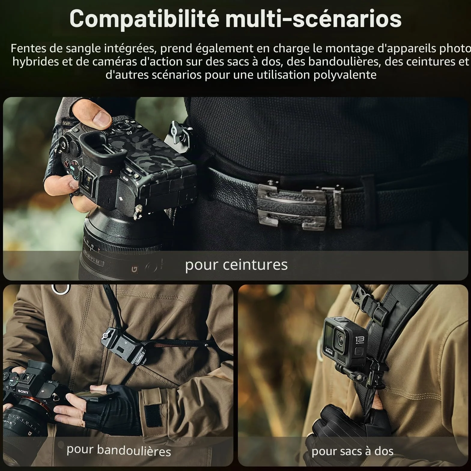 SMALLRIG Clip appareil photo avec plaque de libération rapide pour Sony Nikon Fujifilm pour appareil photo reflex numérique et appareil photo reflex numérique Arca-Swiss - 5053