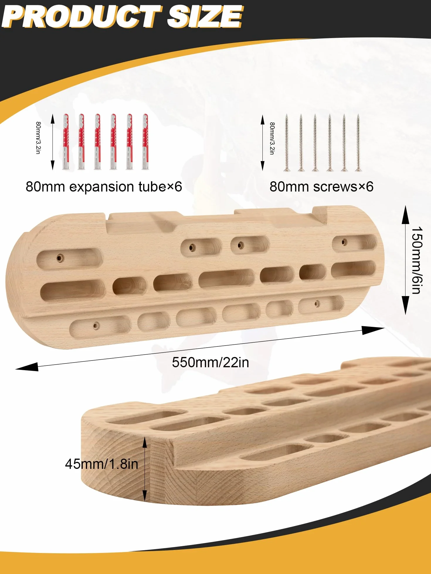 Hangboard planche d'escalade à doigts en bois de hêtre 120 kg