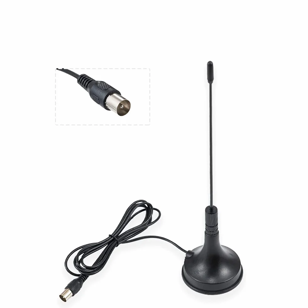 Vecys Antenne DVB-T HDTV pour Smart TV Numérique Intérieure 2dBi avec Base Magnétique Connecteur TV Mâle VHF UHF Mini Antenne TV 1.5m Câble Coaxial RG174 pour DVD LCD Appareils DVB-T