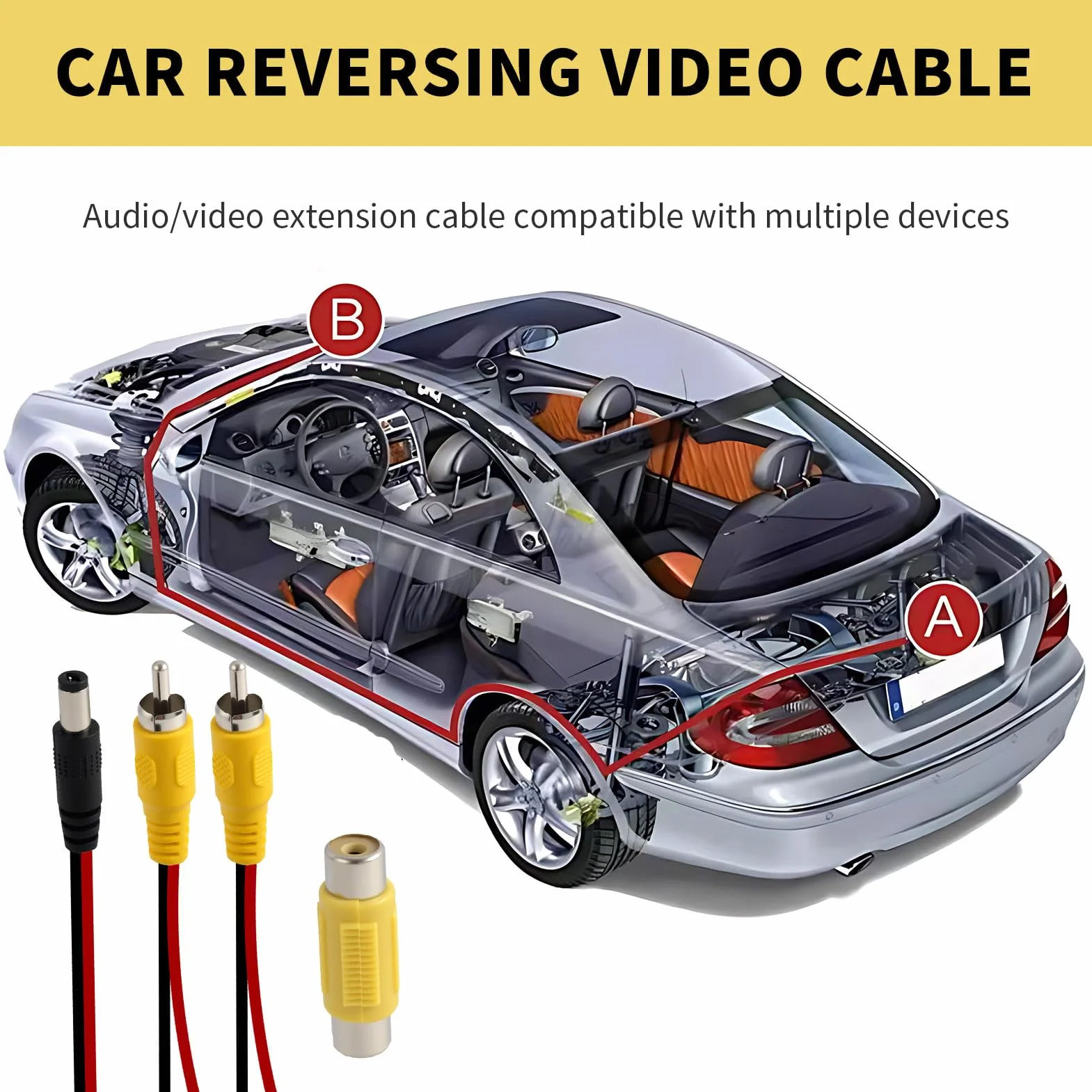 10M Câble d’Extension de Caméra de Recul de, Câble Vidéo RCA Double Blindage Amélioré avec Prise RCA Jaune vers Prise Femelle,Cable Camera de Recul, pour Connexion Moniteur et Caméra Arrière