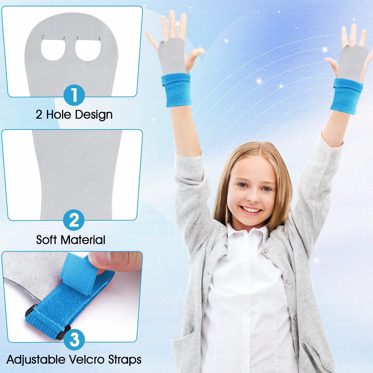 Abeillo Gymnastics Grips Wristbands Set for Girls Youth Kids Gymnastic Hand Grips Bar Palm Protection Wrist Support Sports Accessories