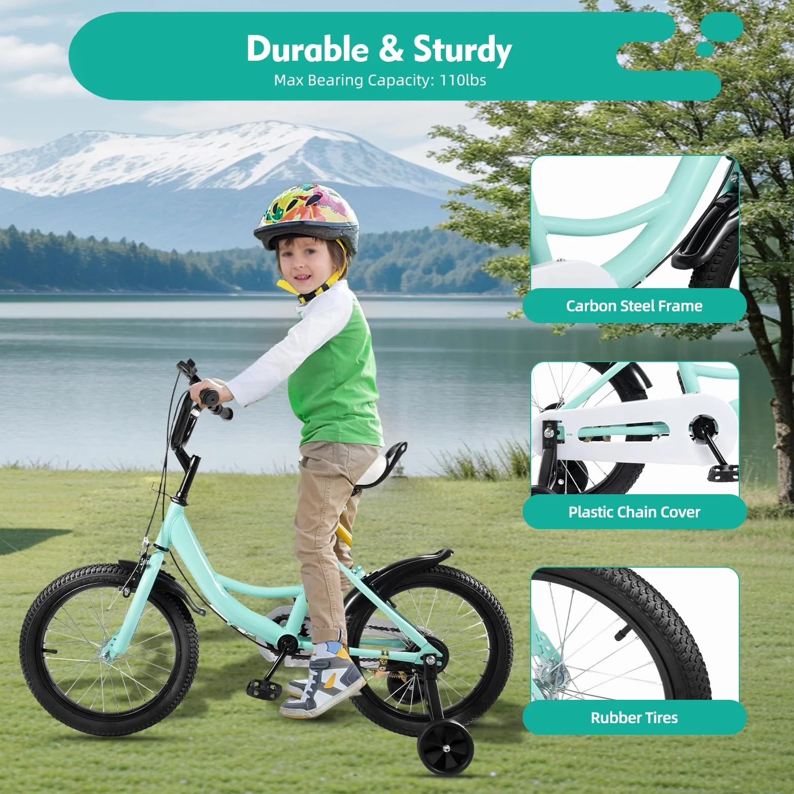 Vélo enfant 16 pouces avec stabilisateurs hauteur réglable