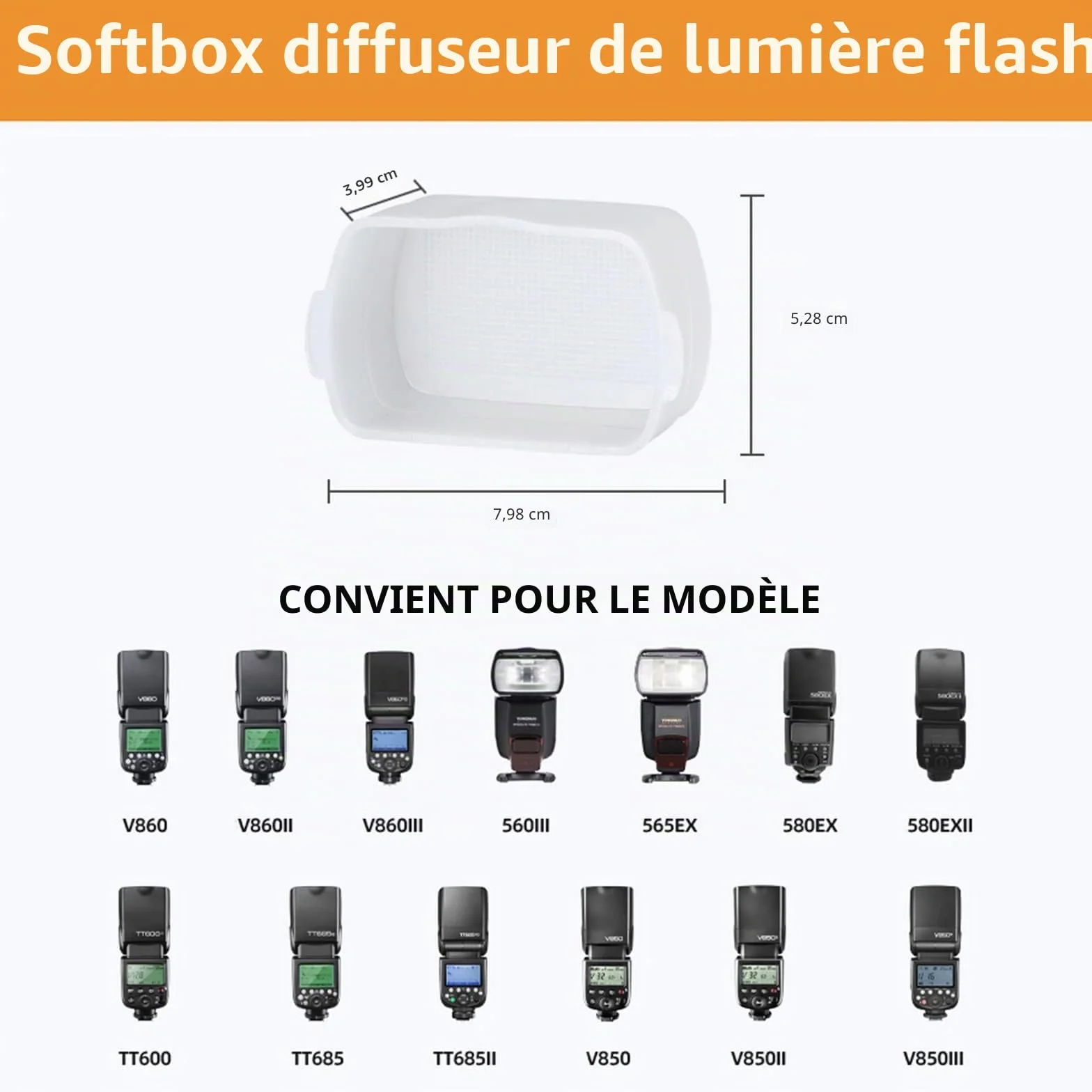 Bounce Diffuseur de Flash pour s'adapter pour Monter Directement à Sabot Flash Godox V860 Tt685 Tt600 (3-Pack Blanc Bounce diffuseurs)