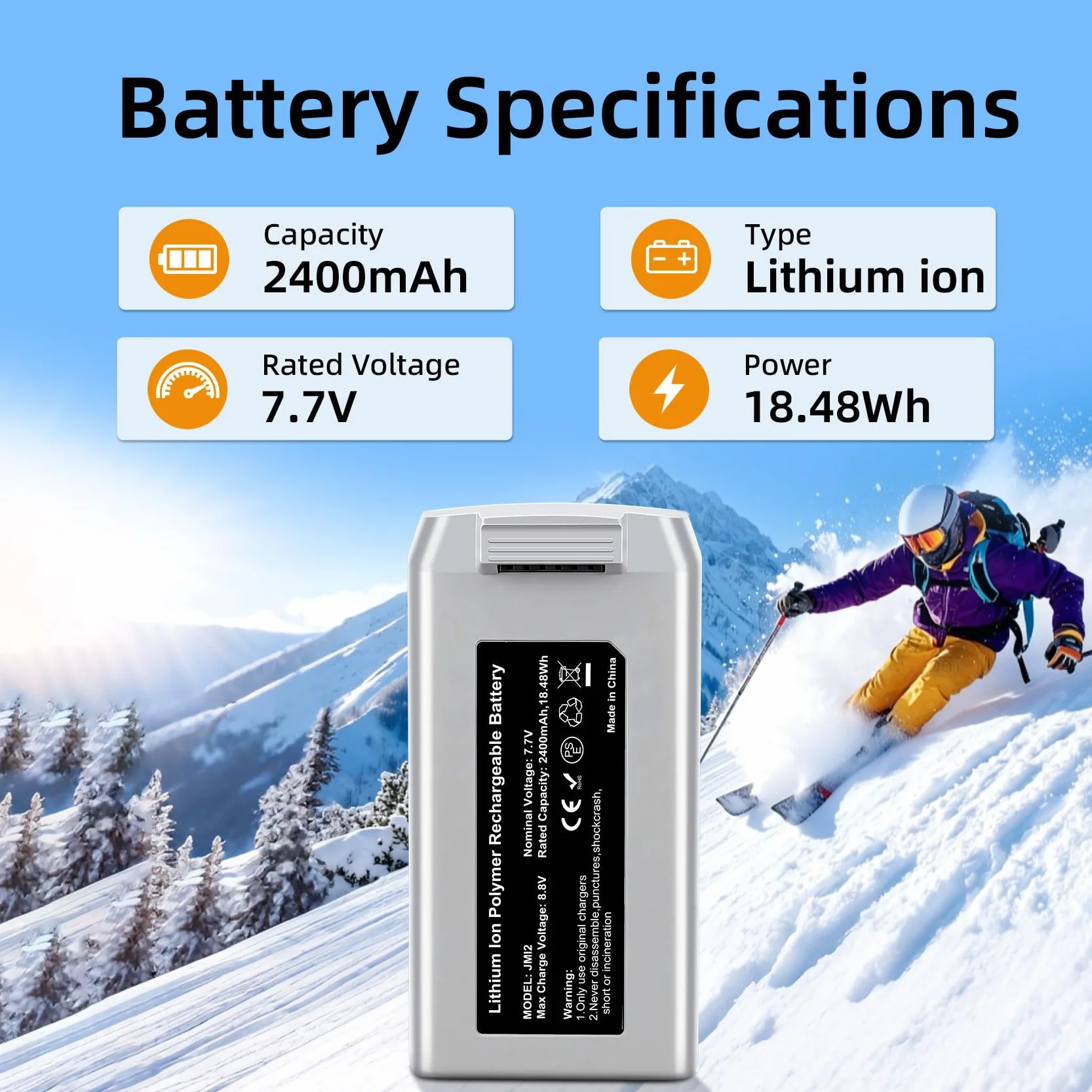 Mini 2, Mini 4K Lot de 2 Batteries de Rechange intelligentes pour Drone d'une capacité de 2 400 mAh autonomie maximale de 31 Minutes compatibles avec Les Drones DJI Mini 4K/2/SE/2 SE