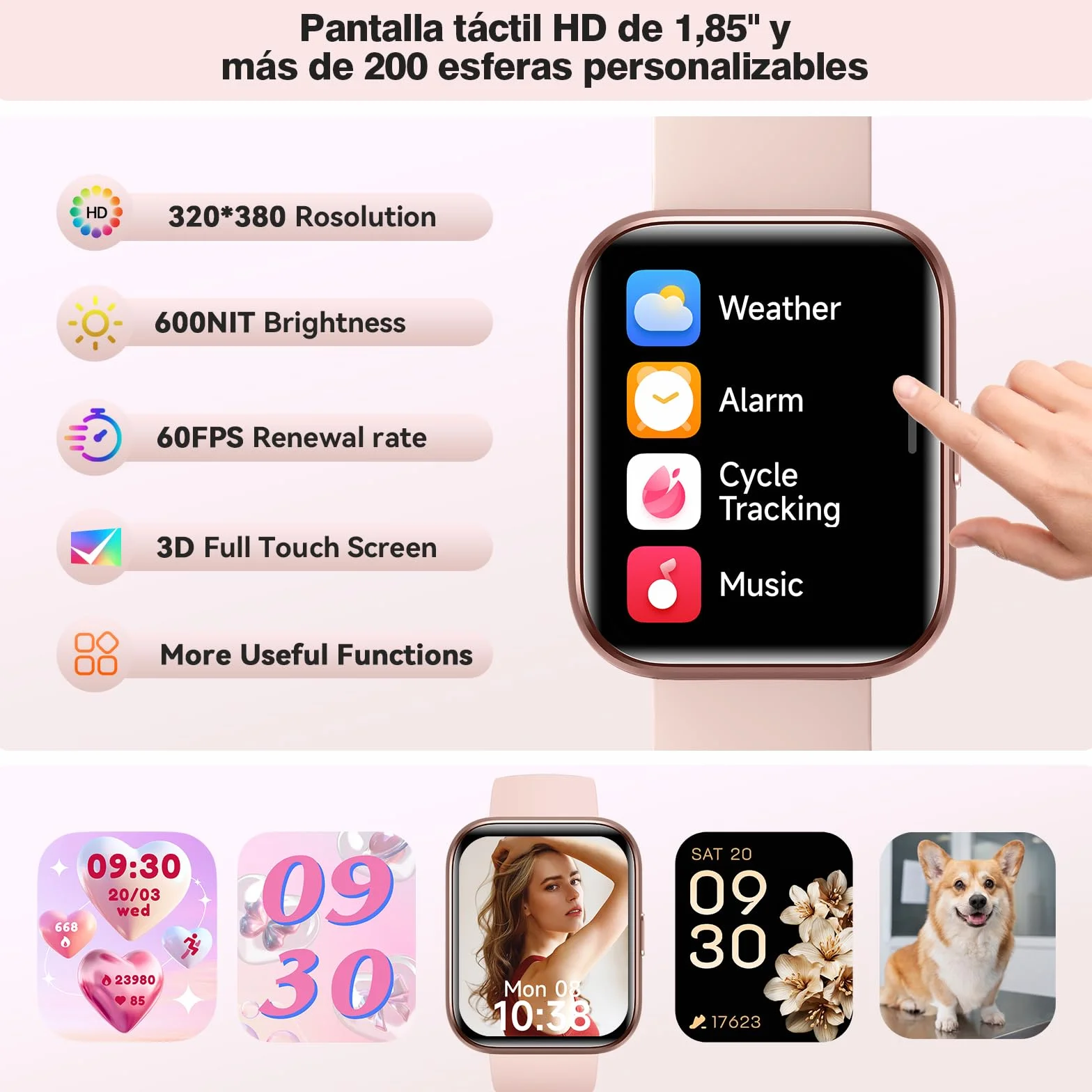 Montre Connectée Femme Smartwatch 1.8" Appel Bluetooth Alexa IP68 Podomètre Calories