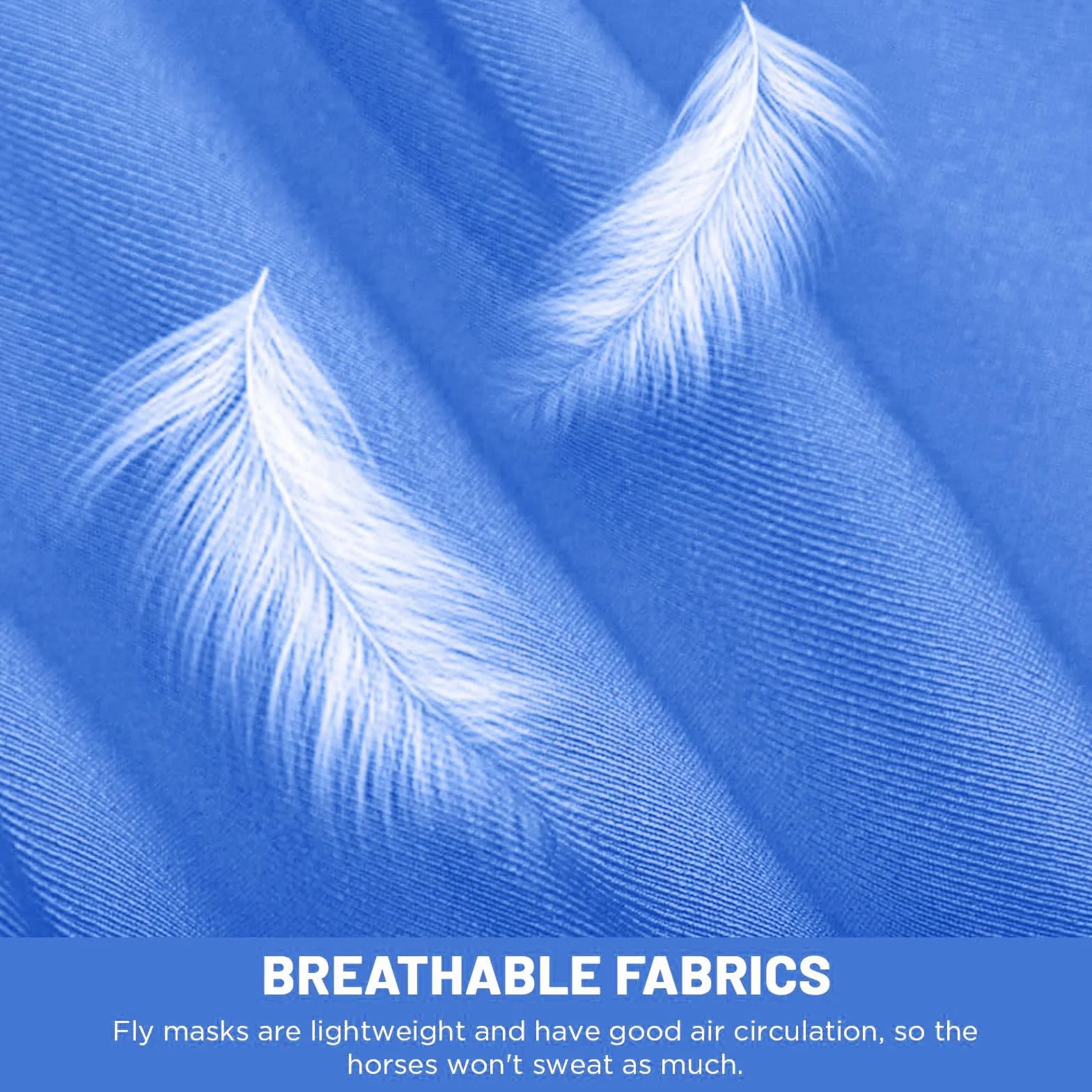 Masque Anti Mouche Cheval Protection UV élastique (Bleu)