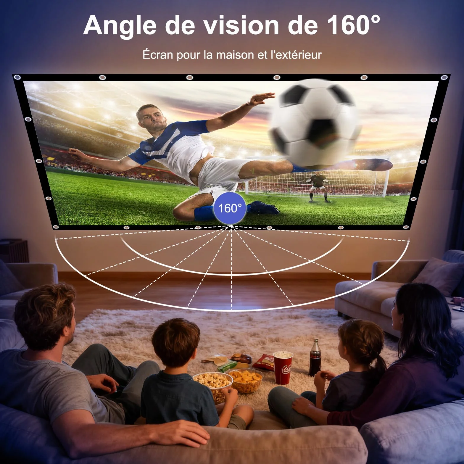 HOPFROG 100 Pouces Écran de Projection Portable Tissu Soie Lavable Antirides 16:9 4K HD Pliable Camping Extérieur Cinéma Maison