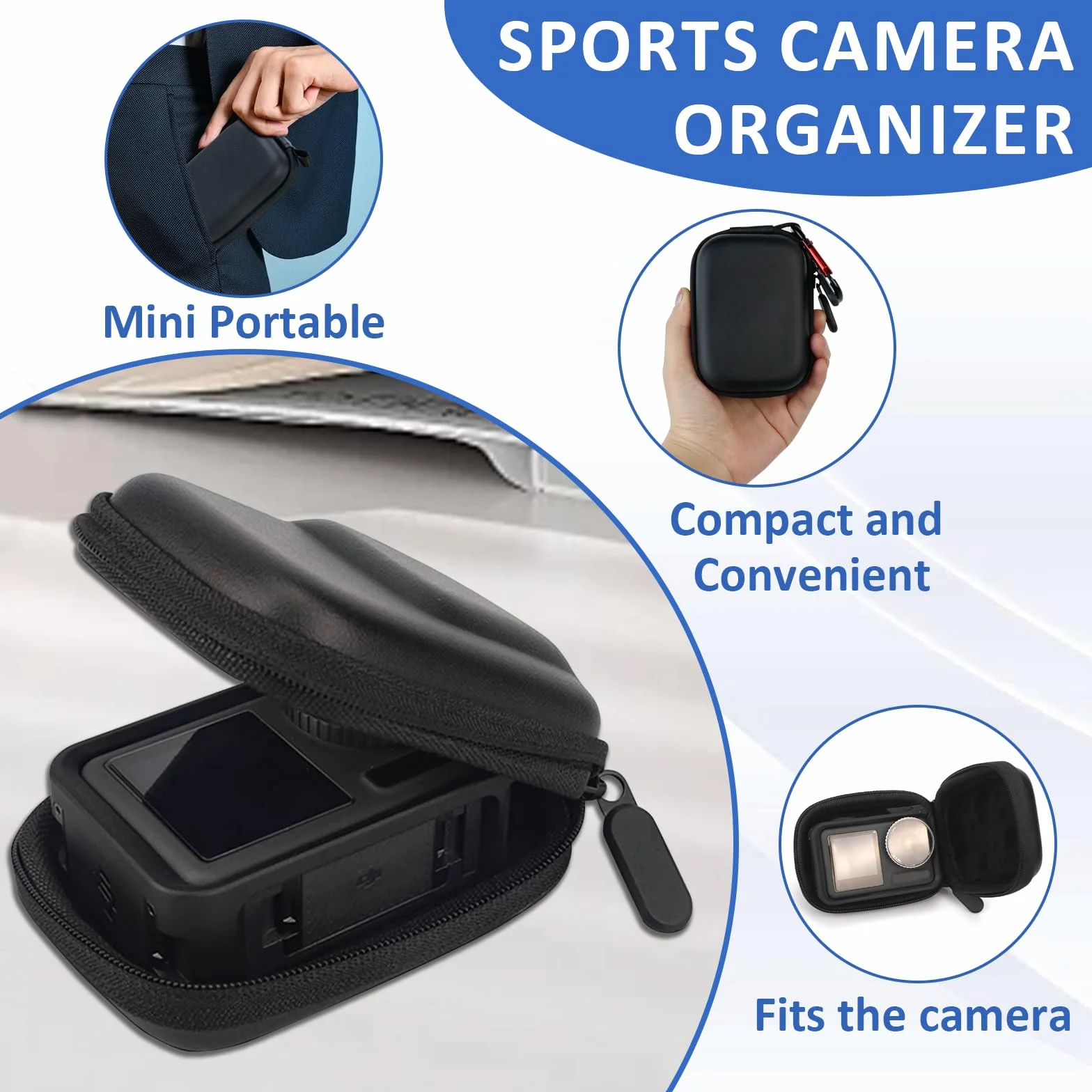 Hesupy Étui De Voyage Pour Dji Action 5 Pro/4/3, Sac De Protection Résistant Aux Chutes Noir