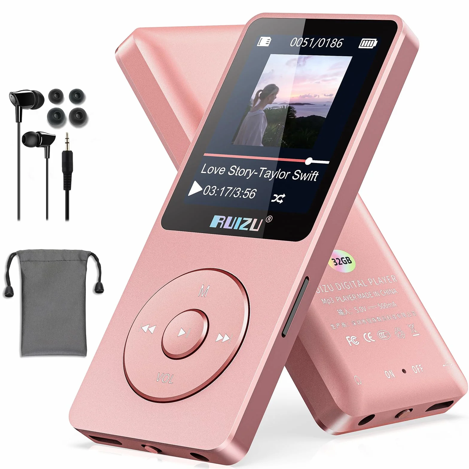 Lecteur MP3 32 Go Bluetooth 5.3 écran 1,8" autonomie 80 h