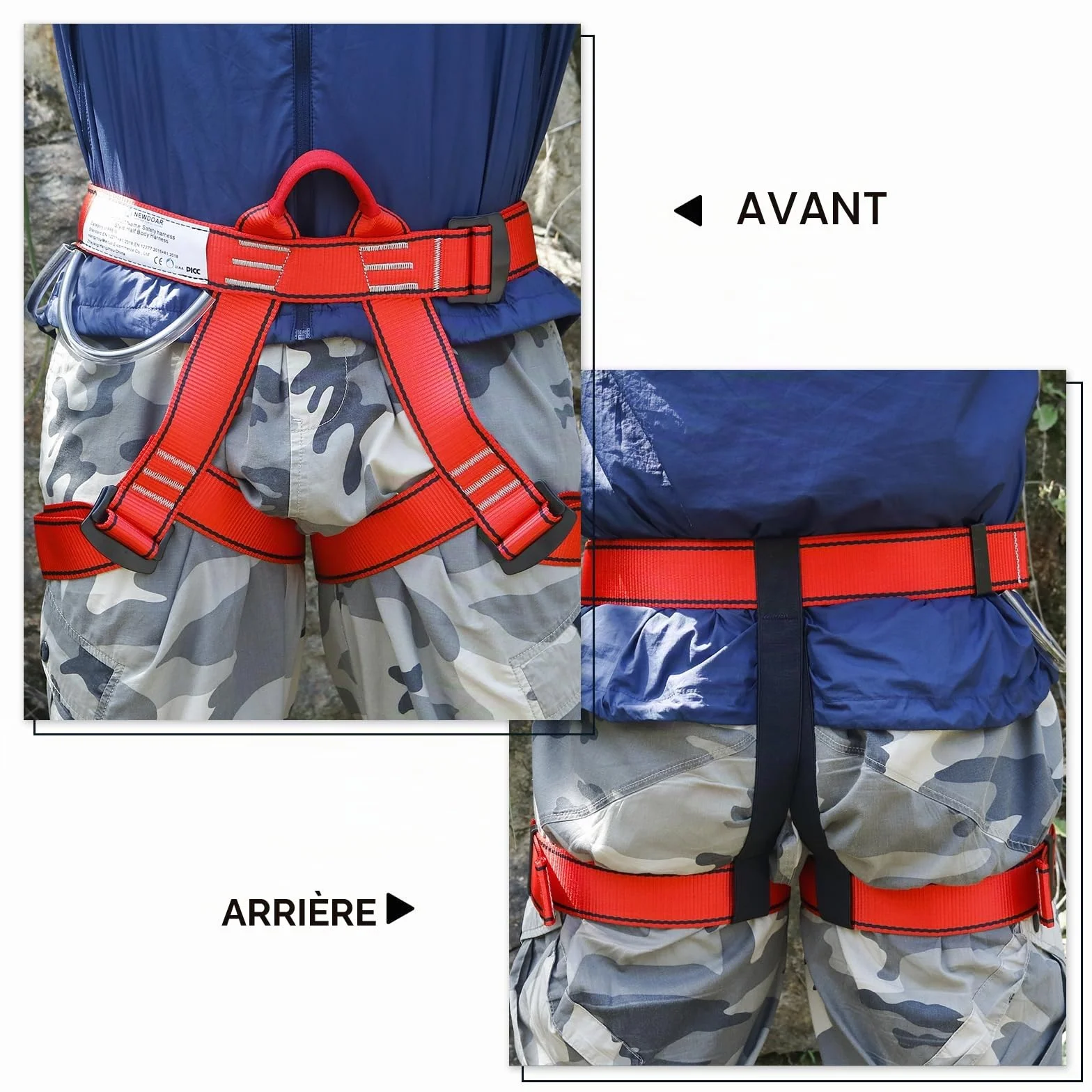 NewDoar Baudrier Escalade Certifié UIAA CE Harnais Alpinisme Descente Rappel